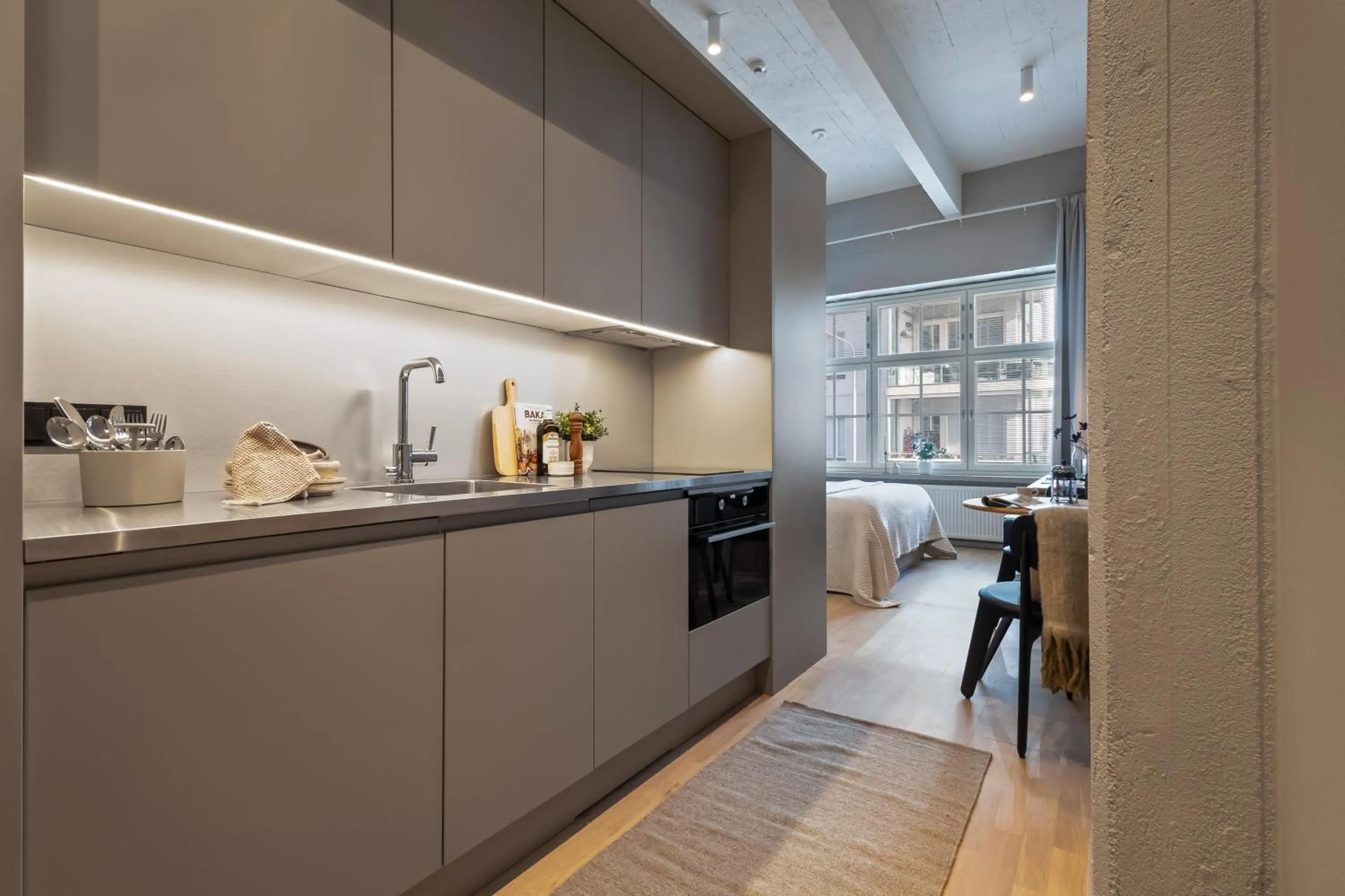 kitchen in Unity Tampere - A Studio Hotel