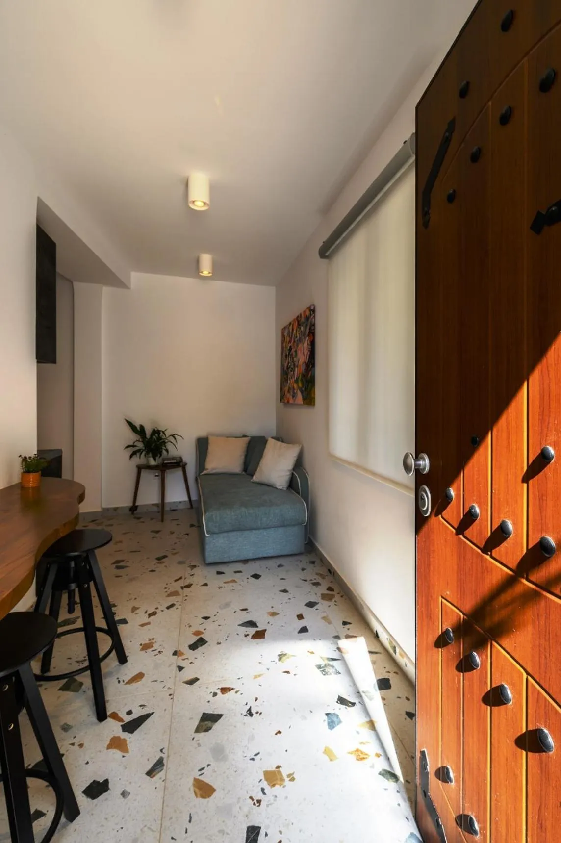 Facade/entrance in Blue Sky House