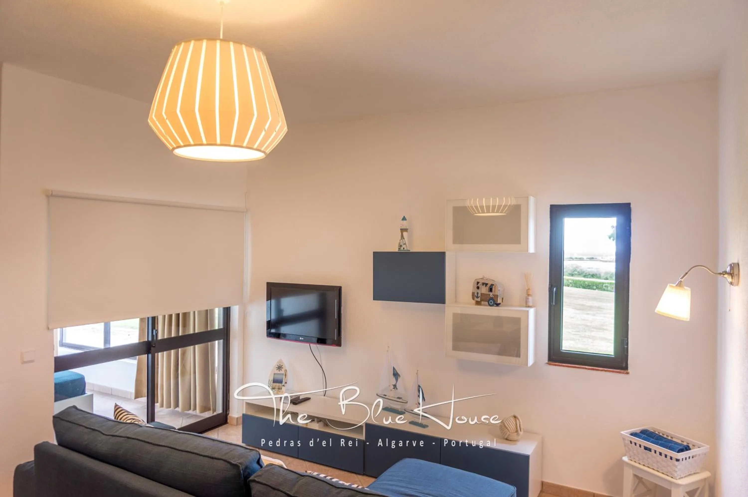 Living room in The Blue House, Pedras D'el Rei, Tavira