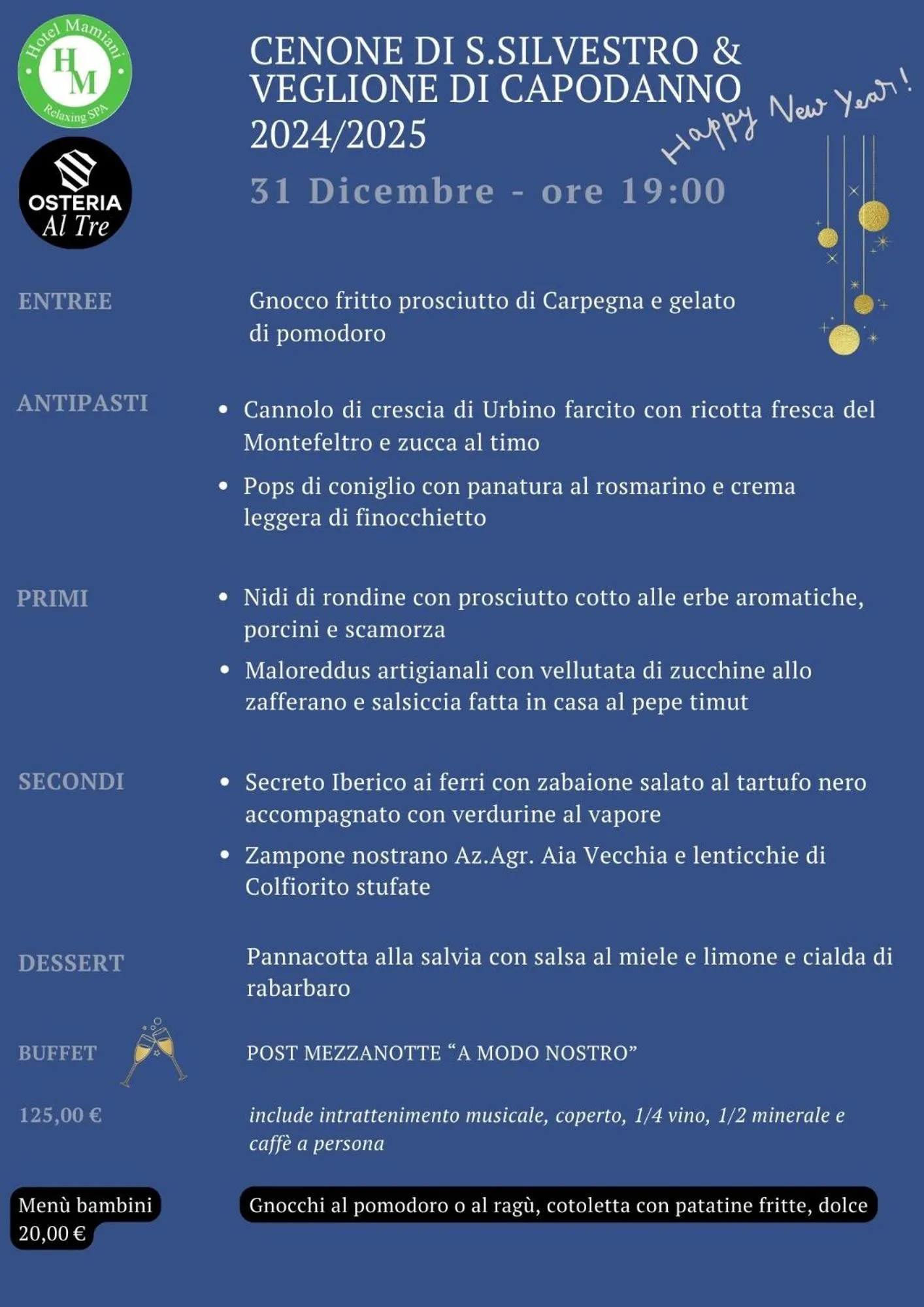 Dinner in Hotel Mamiani & Relaxing Spa Urbino