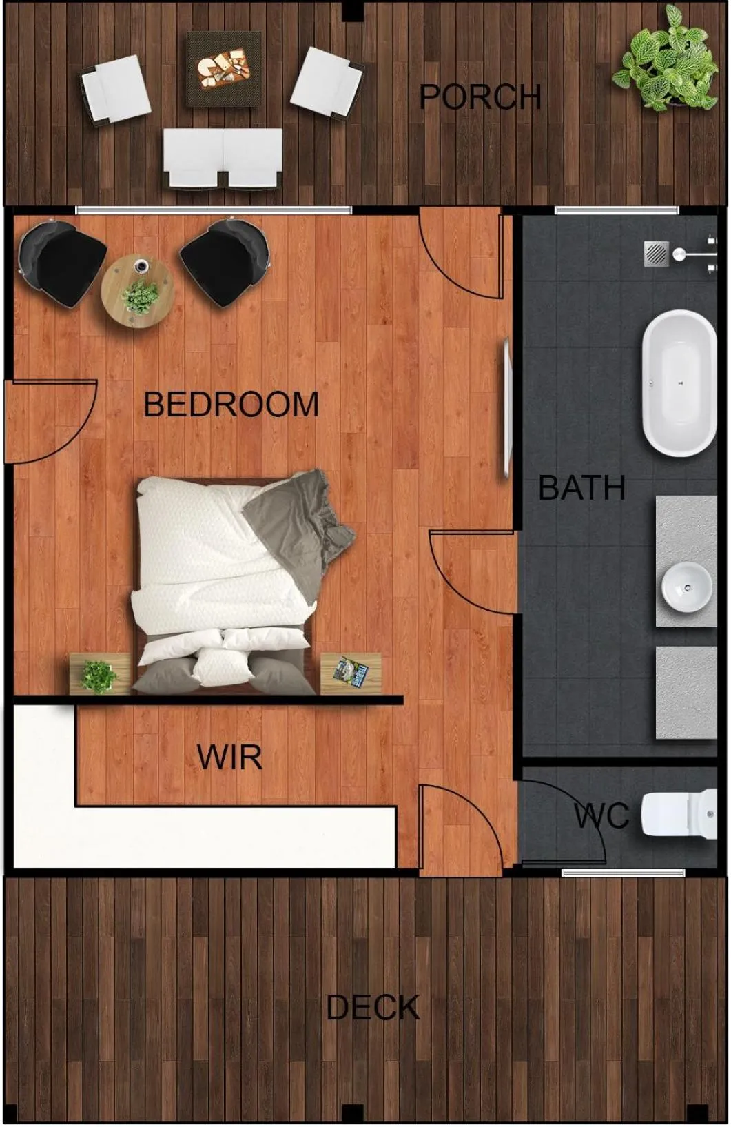 Floor plan, Bed in Finniss River Lodge