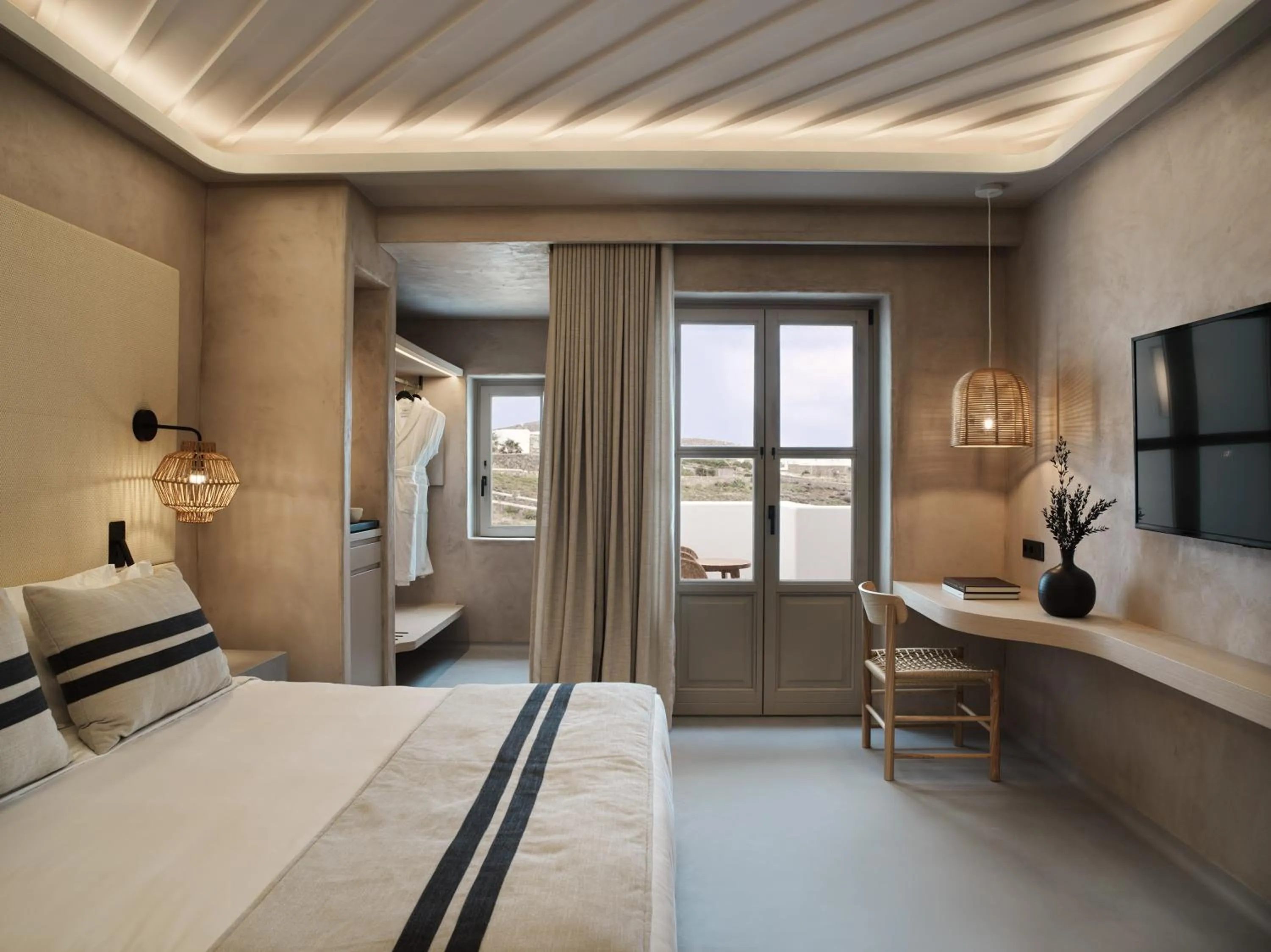 Bed in Yi Hotel Mykonos