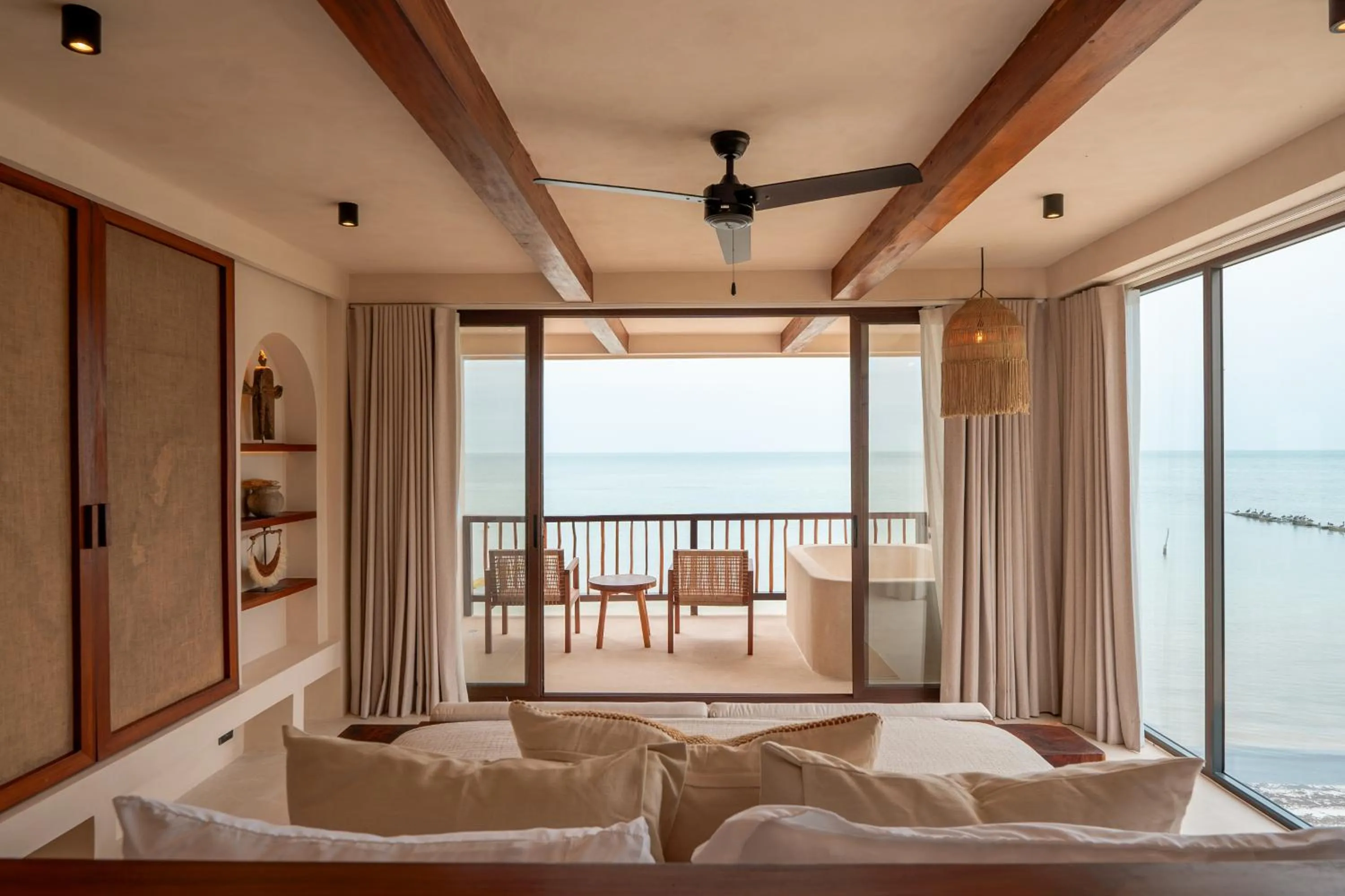 View (from property/room), Bed in Hotel Boutique Casa Muuch Holbox