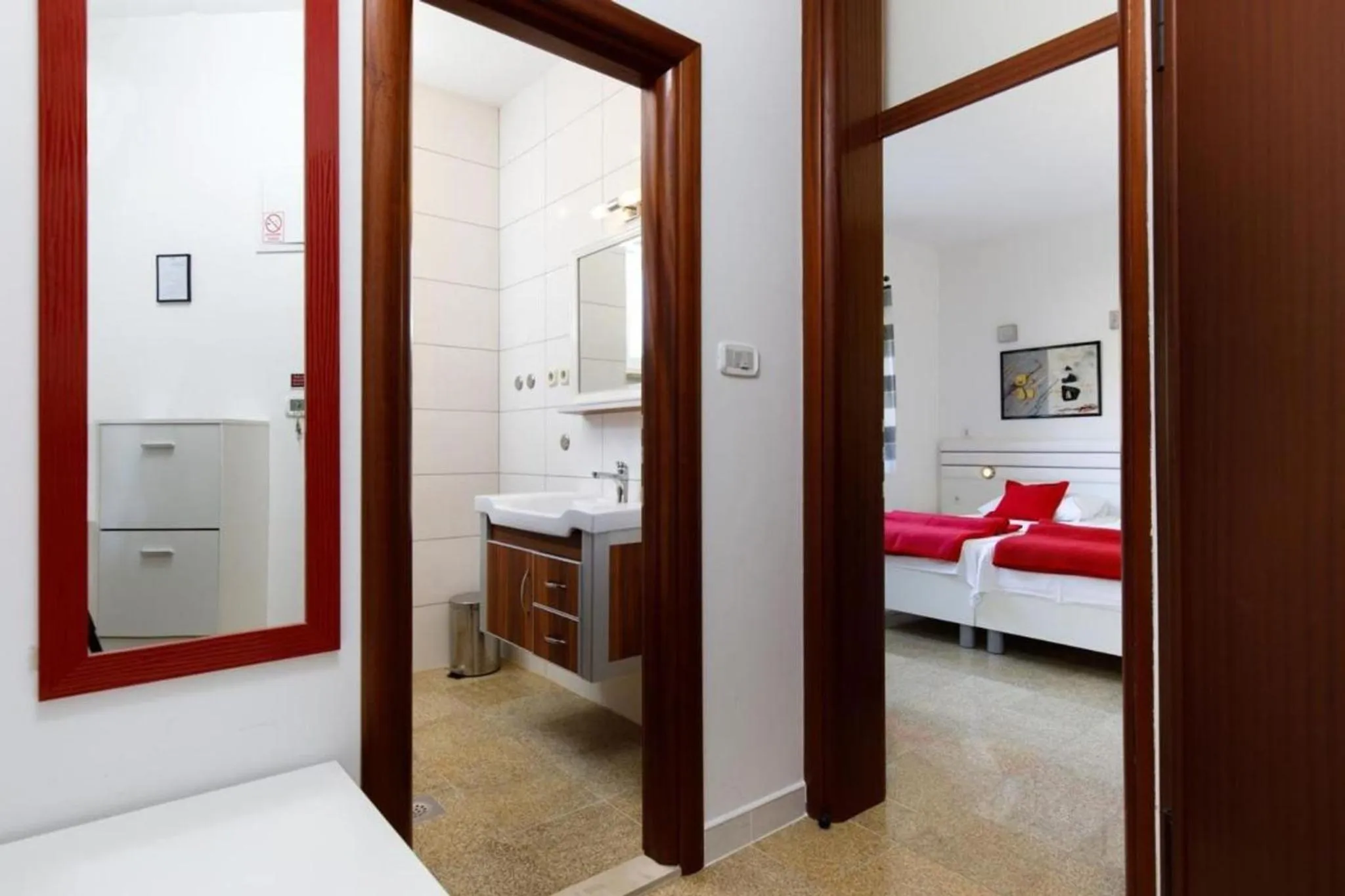 Bathroom, Bed in Nice Beach Apartments in Stobrec