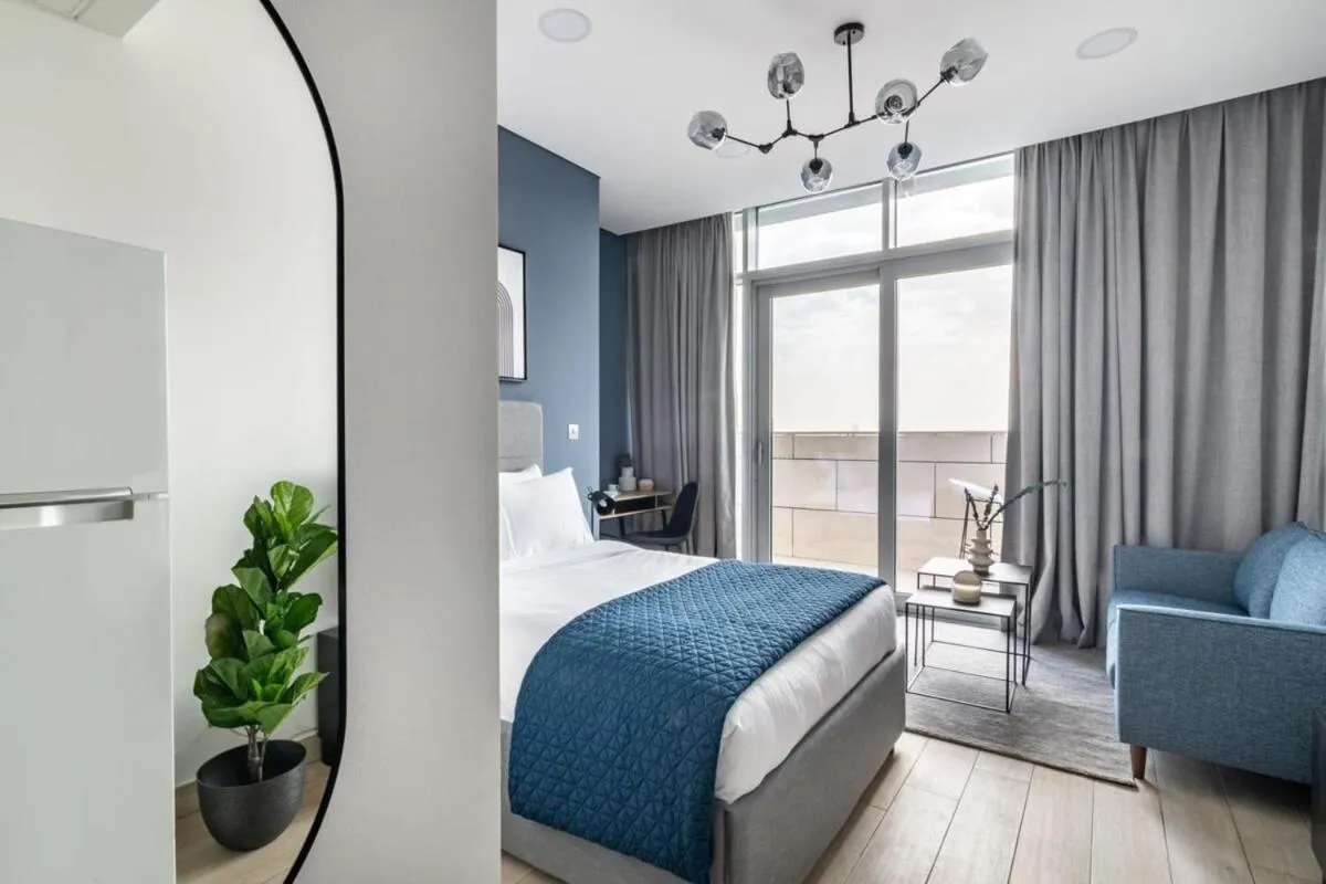 Photo of the whole room, Bed in Silkhaus comfy DIFC studio with Burj Khalifa view