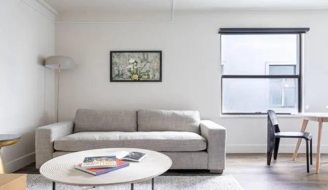 Living room in Reside Seattle Downtown, a Wyndham Residence