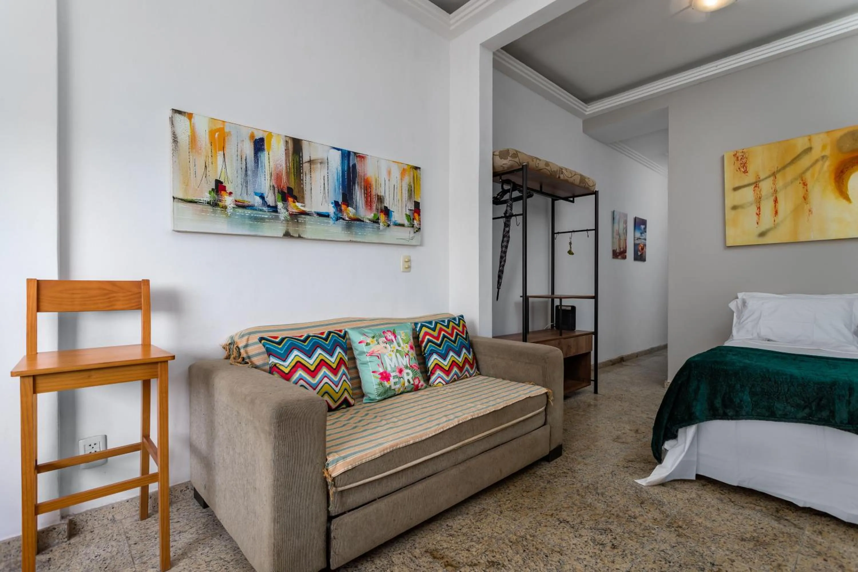 Living room, Bed in Atlântica Vista Mar com Charme