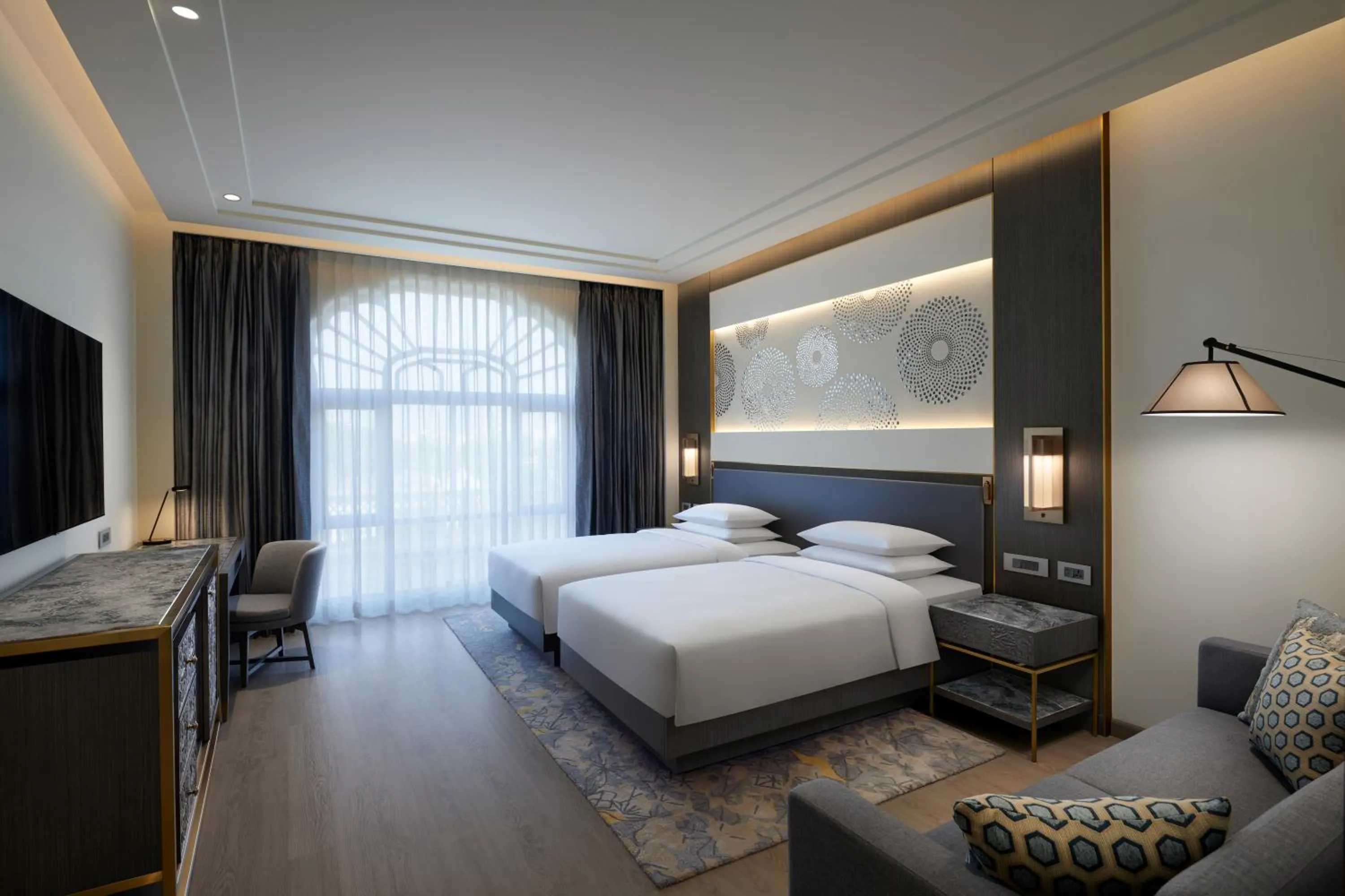 Photo of the whole room, Bed in Hyatt Regency Jaipur Mansarovar