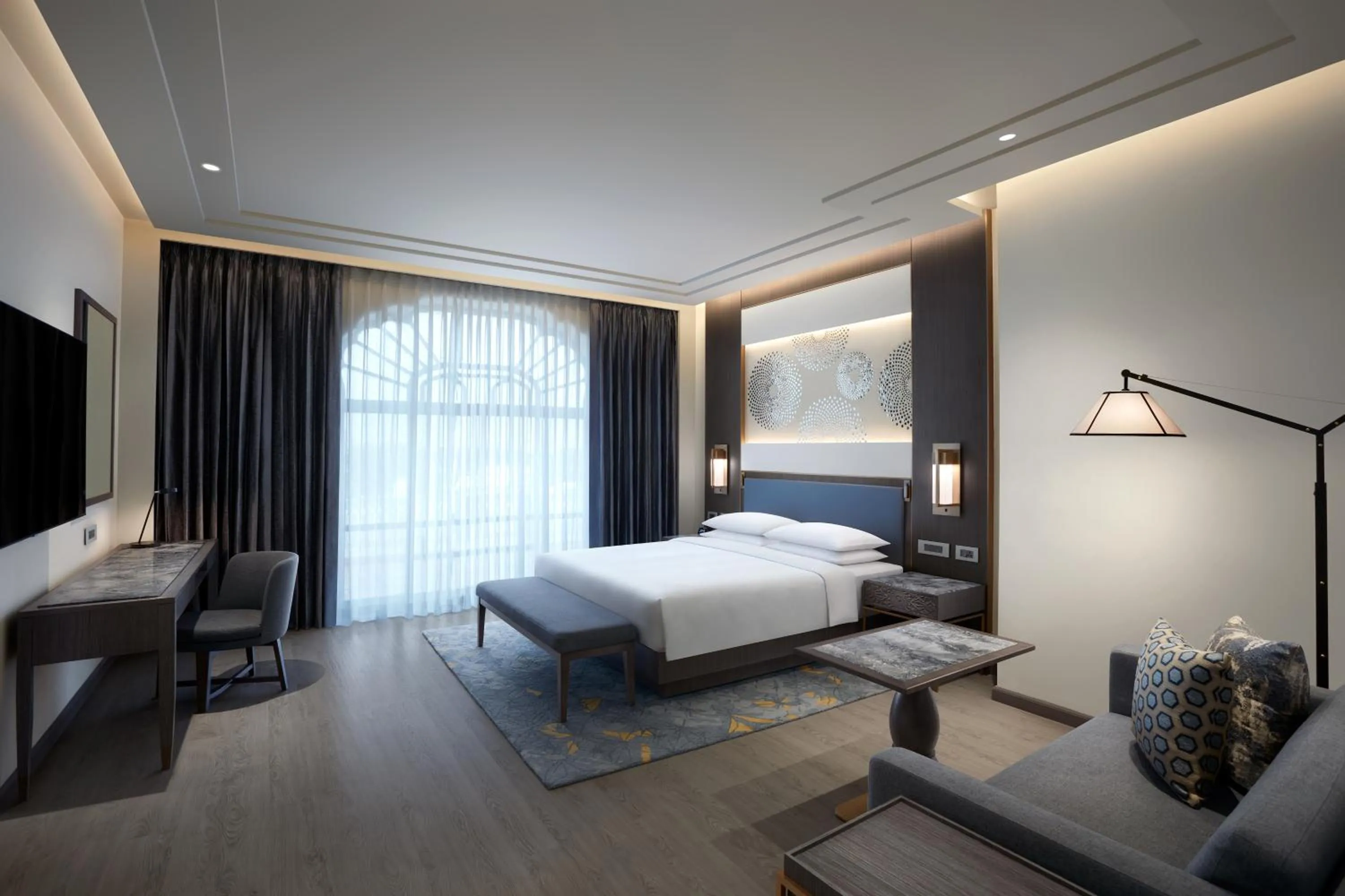 Bed in Hyatt Regency Jaipur Mansarovar