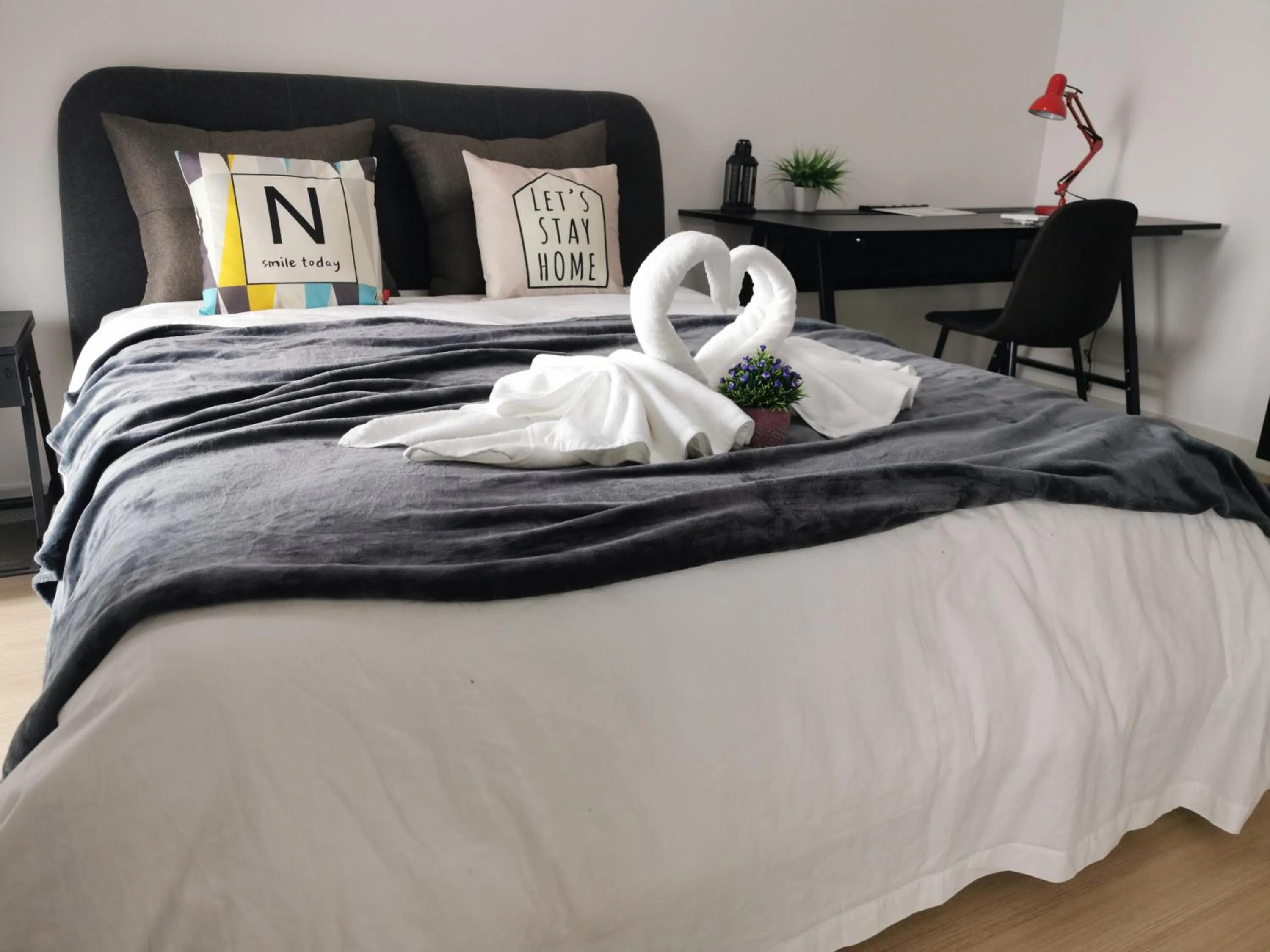 Bedroom, Bed in Continew Residence by HomeBrickz