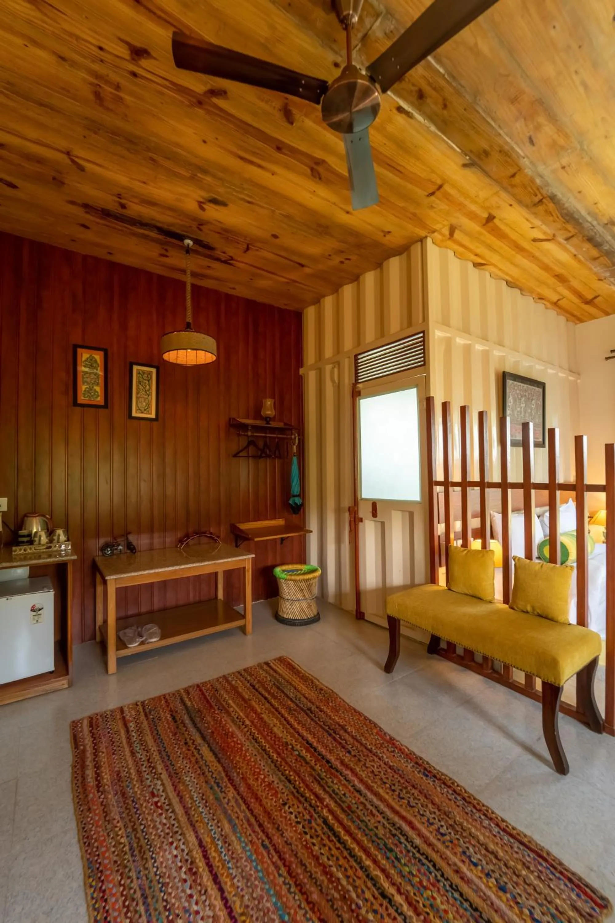 Living room, Bed in Tree of Life Ecotainers Agra