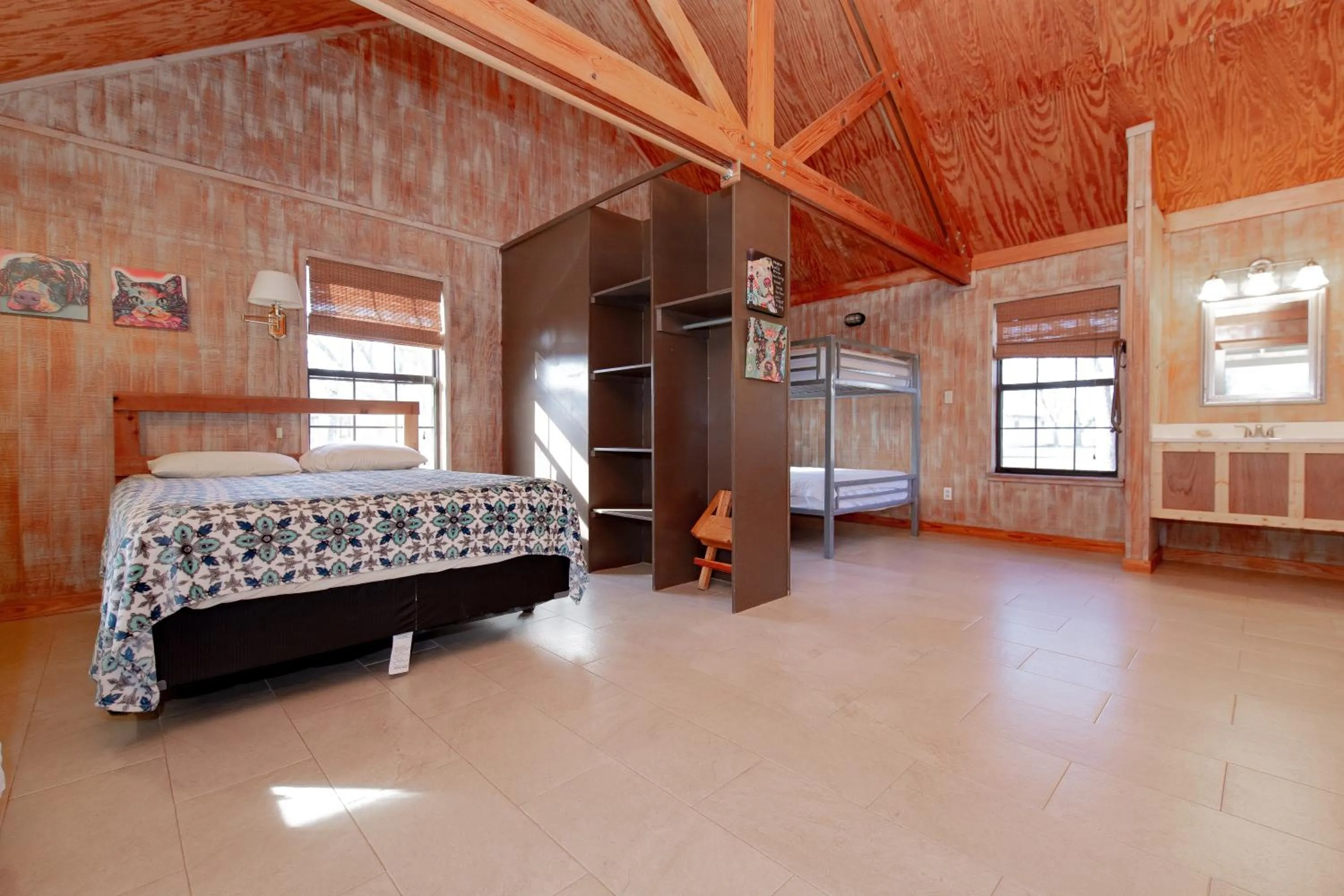 Bed in Seven Bluff Cabins