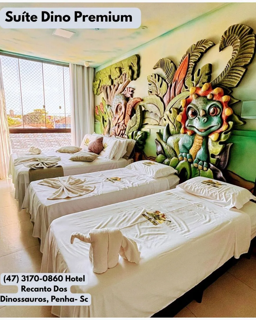 Bed in Hotel Recanto dos Dinossauros