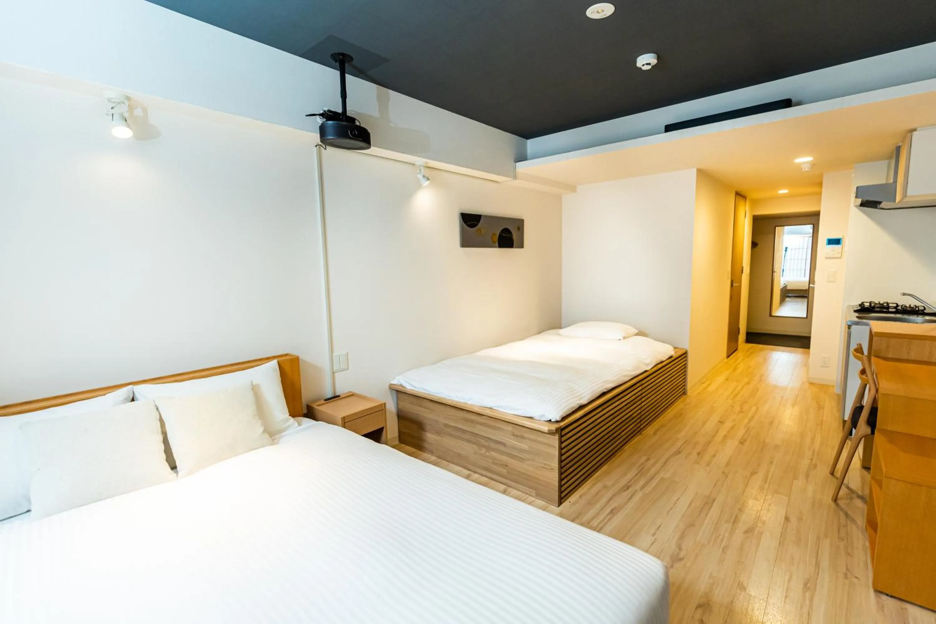 Photo of the whole room, Bed in Minn Shin-Osaka
