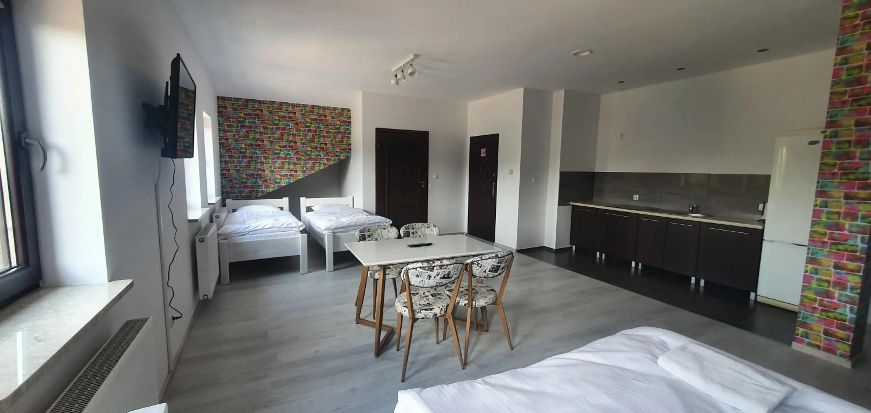 Kitchen or kitchenette, Bed in NATA Pokoje Gościnne Restauracja