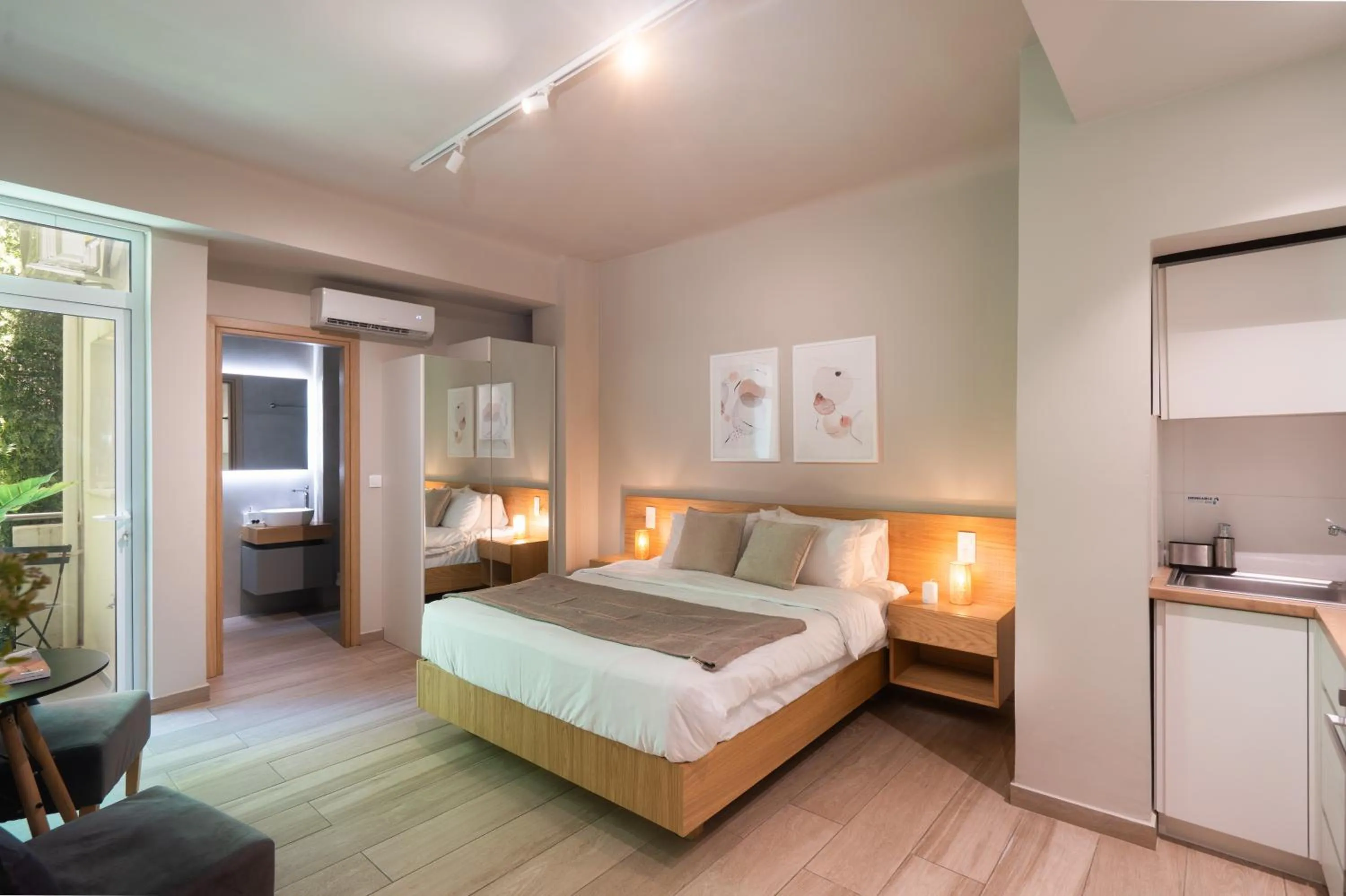 Bed in My Greek Vacations City Apartments