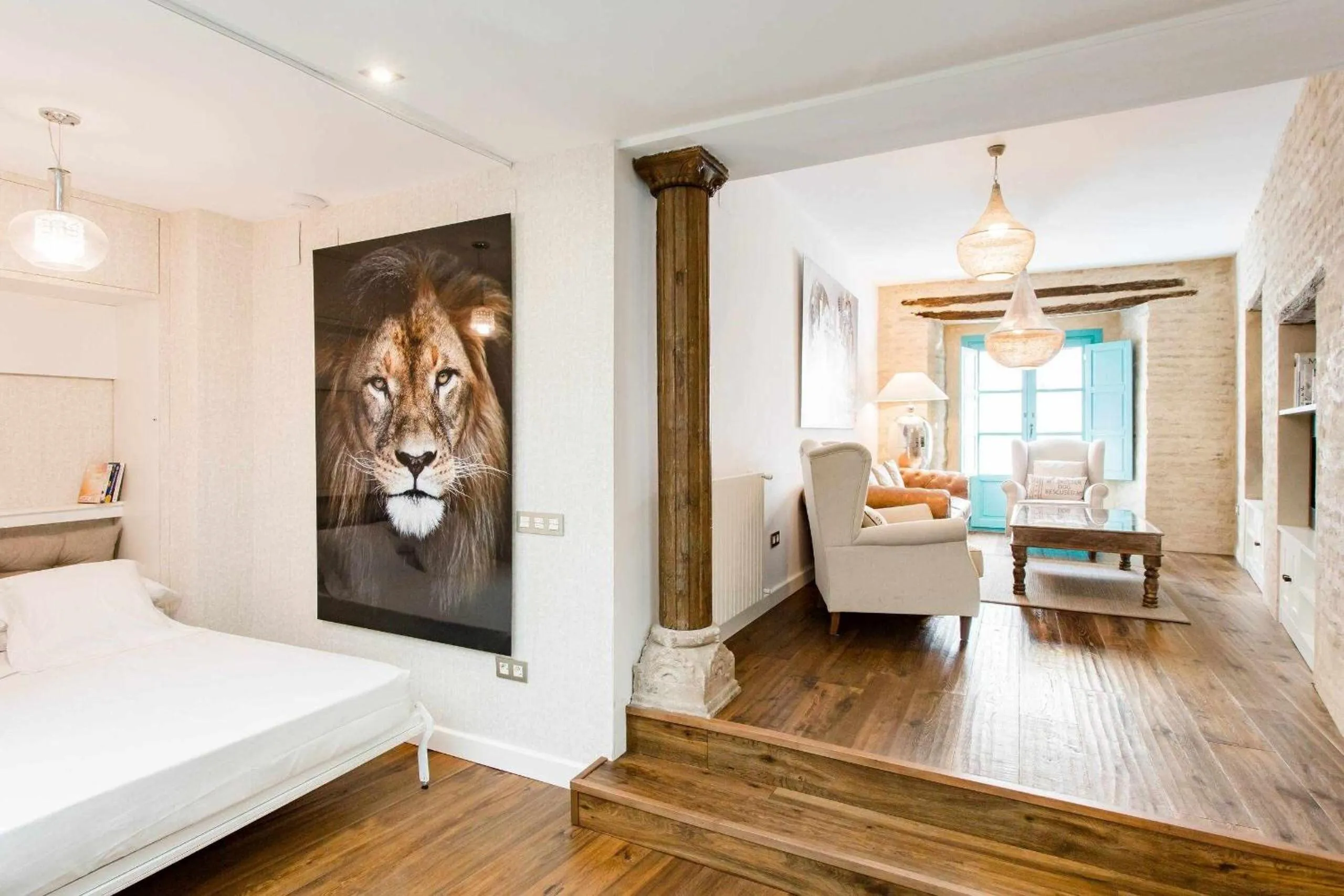 Bed in Revitalized Apartment in Historical Building