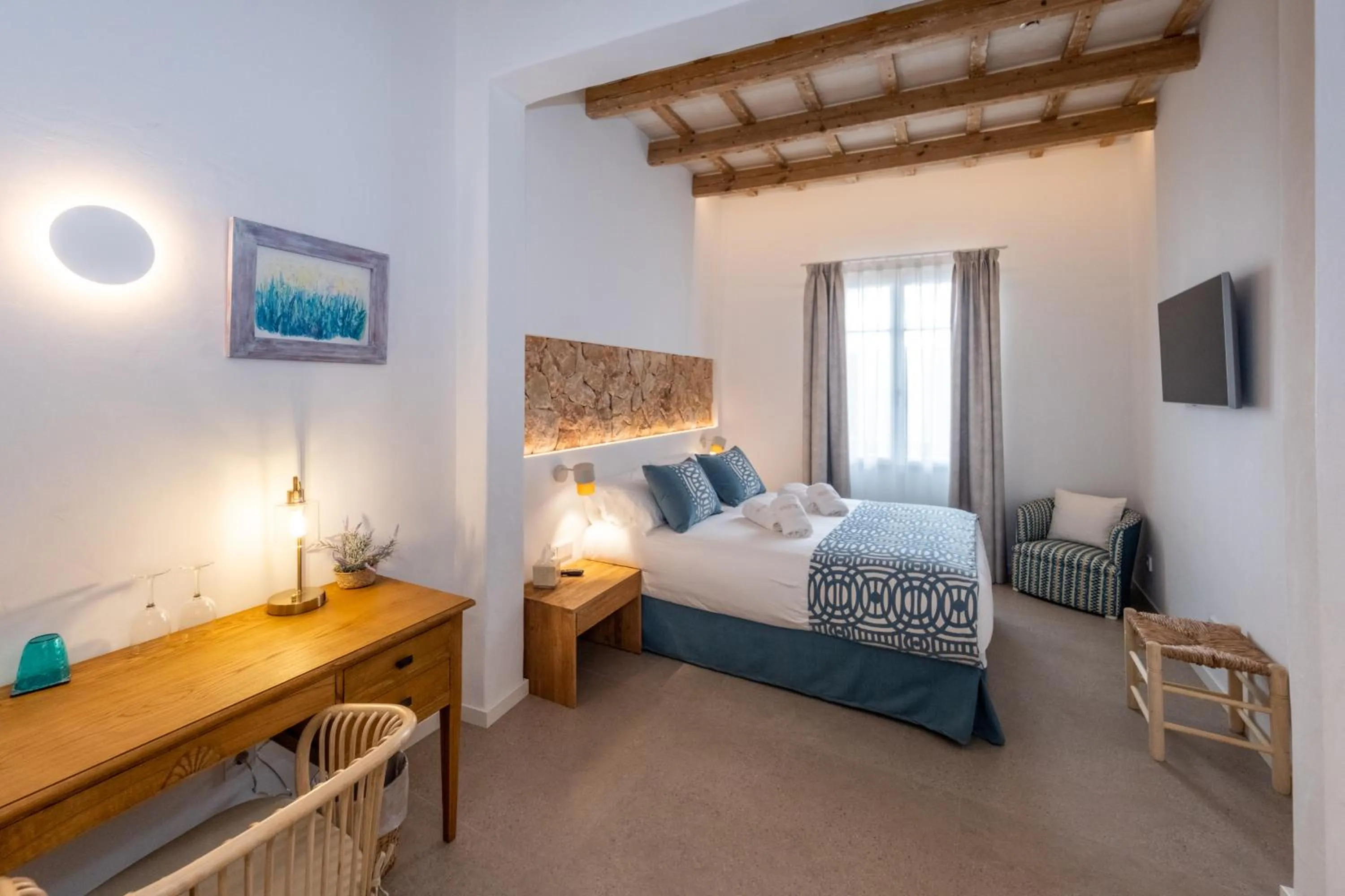 Bed in Hotel S'Antiga Adults Only