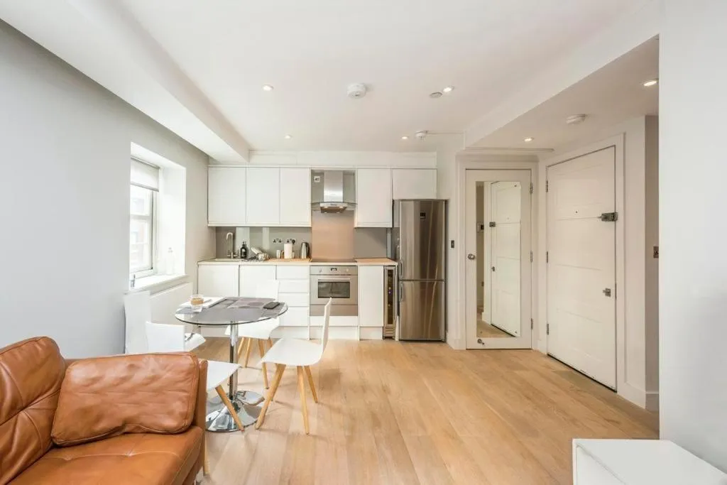 Seating area in Cleveland Street by Aeria Apartments