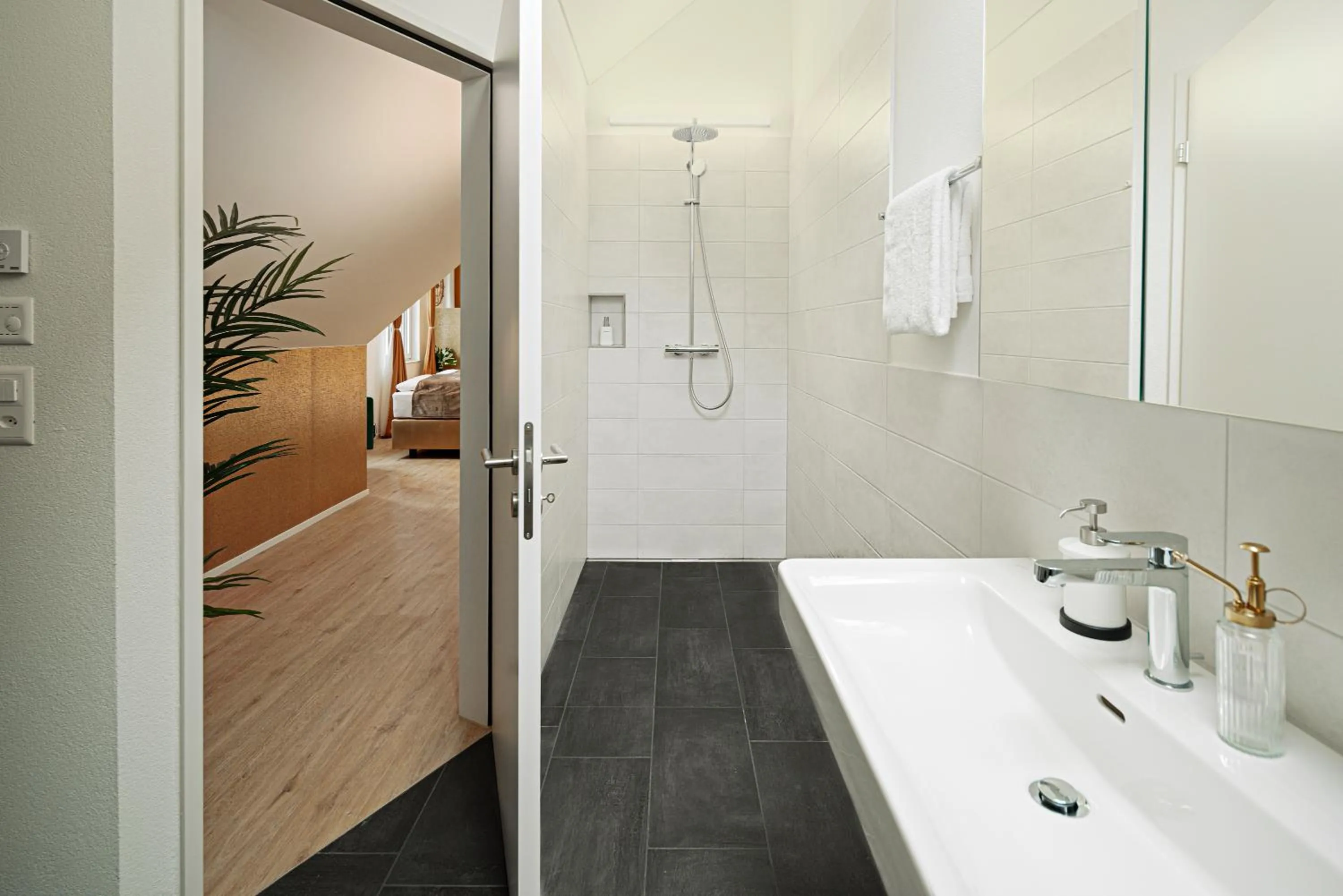 Bathroom in VISIMO Apartments Mühlensteg St Gallen - Elegant Quiet Central