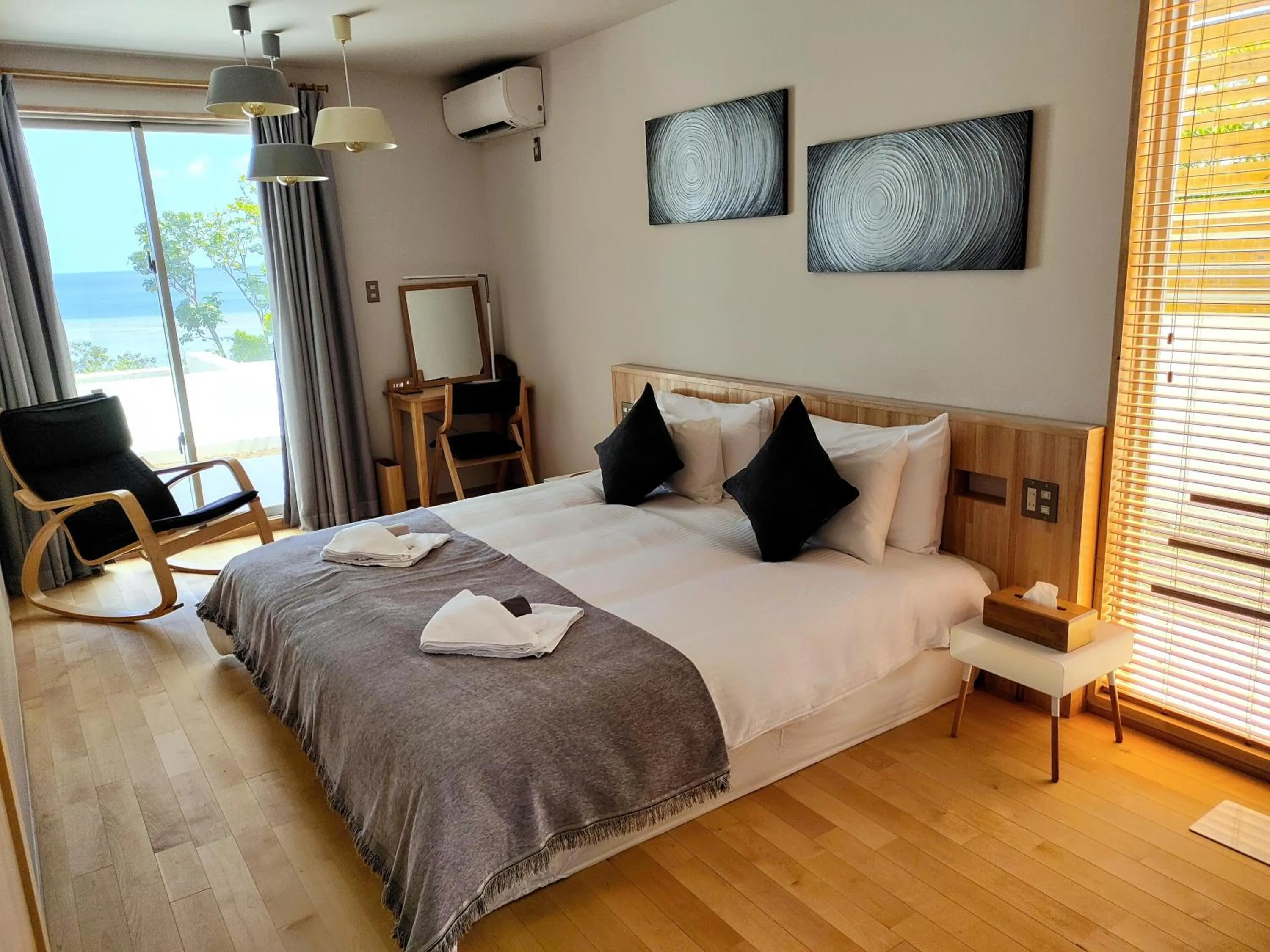 Bed in Ocean View Ishigaki Sora and Umi