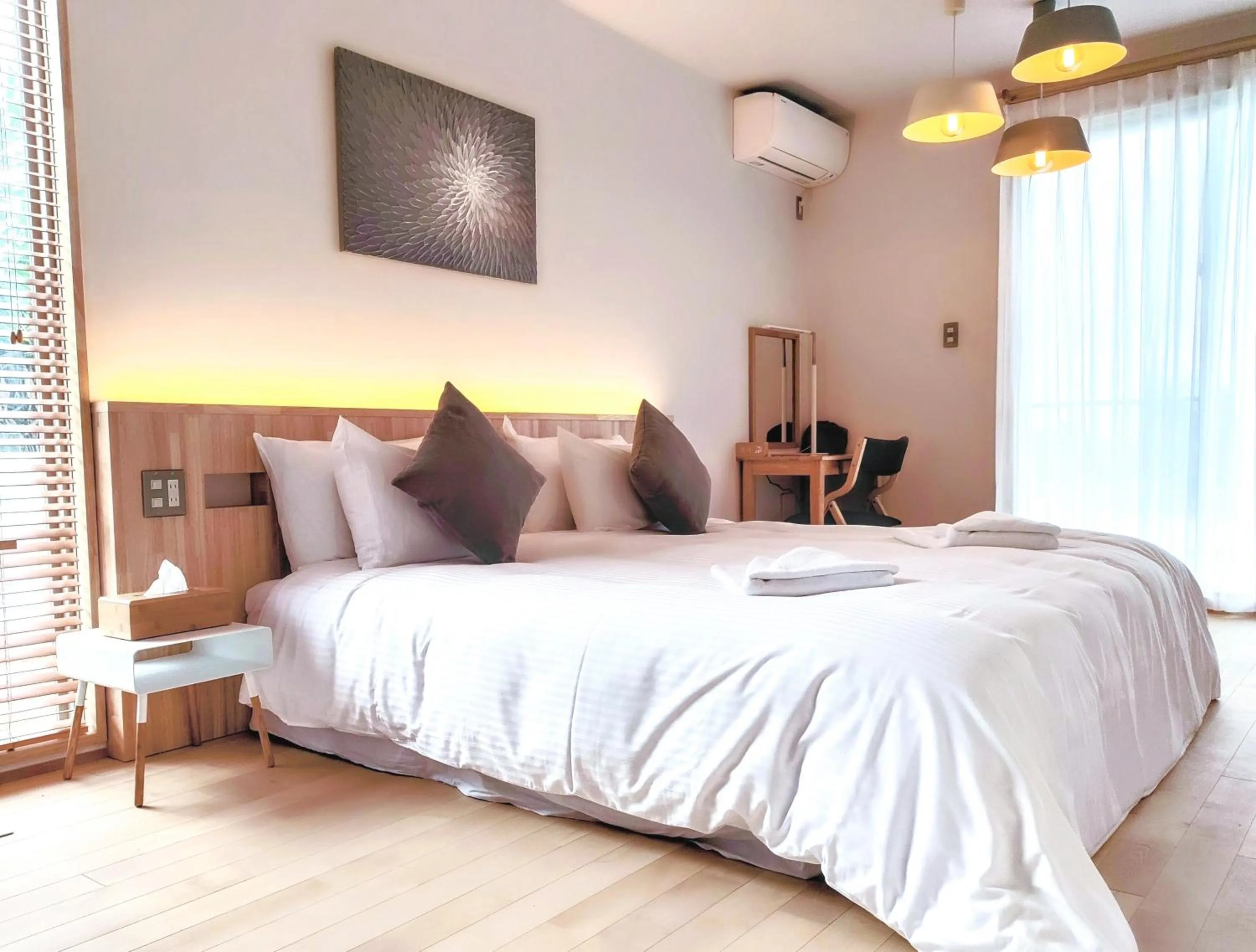 Bed in Ocean View Ishigaki Sora and Umi