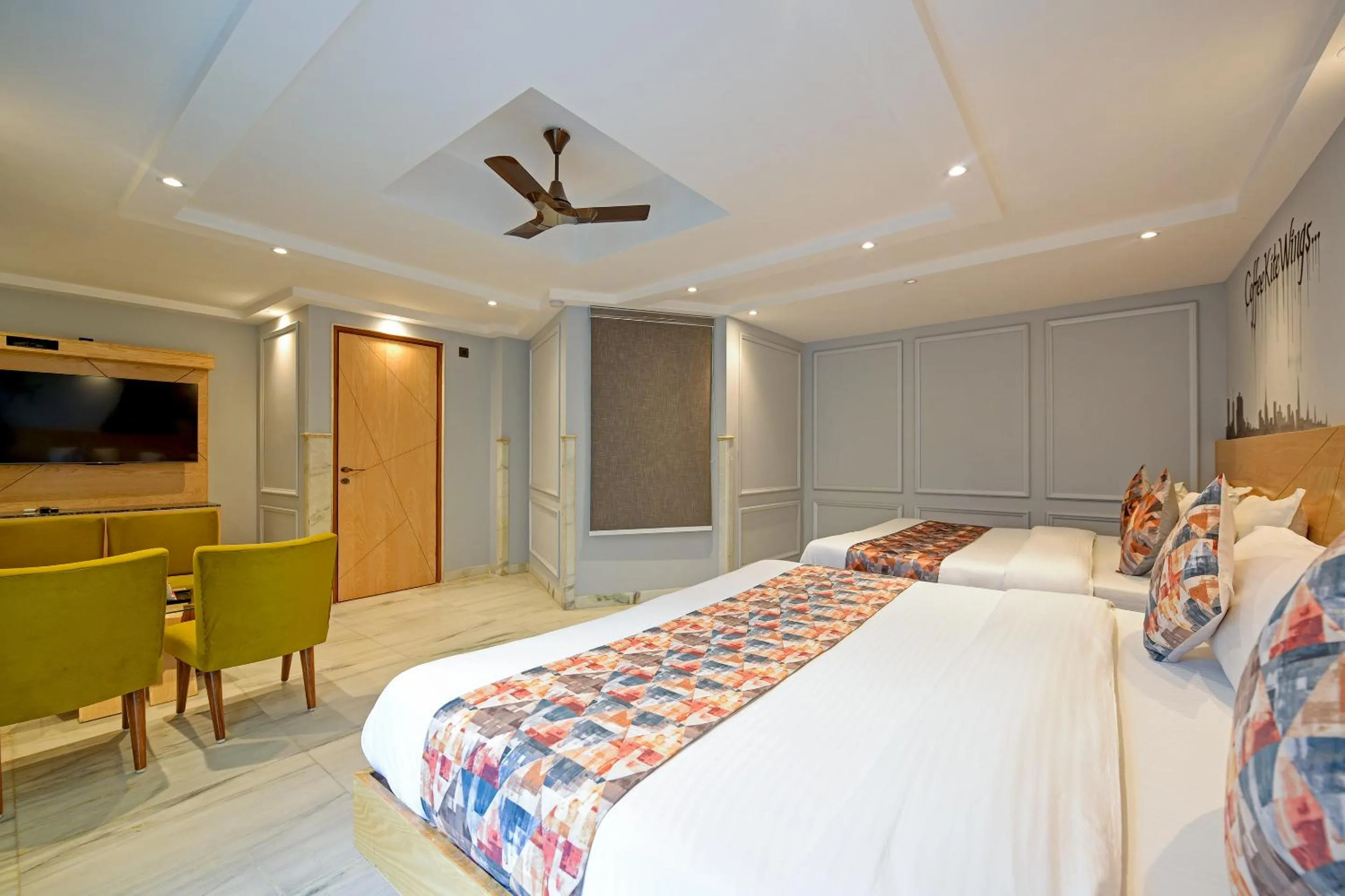 Living room, Bed in Hotel Cottage Yes Please New Delhi