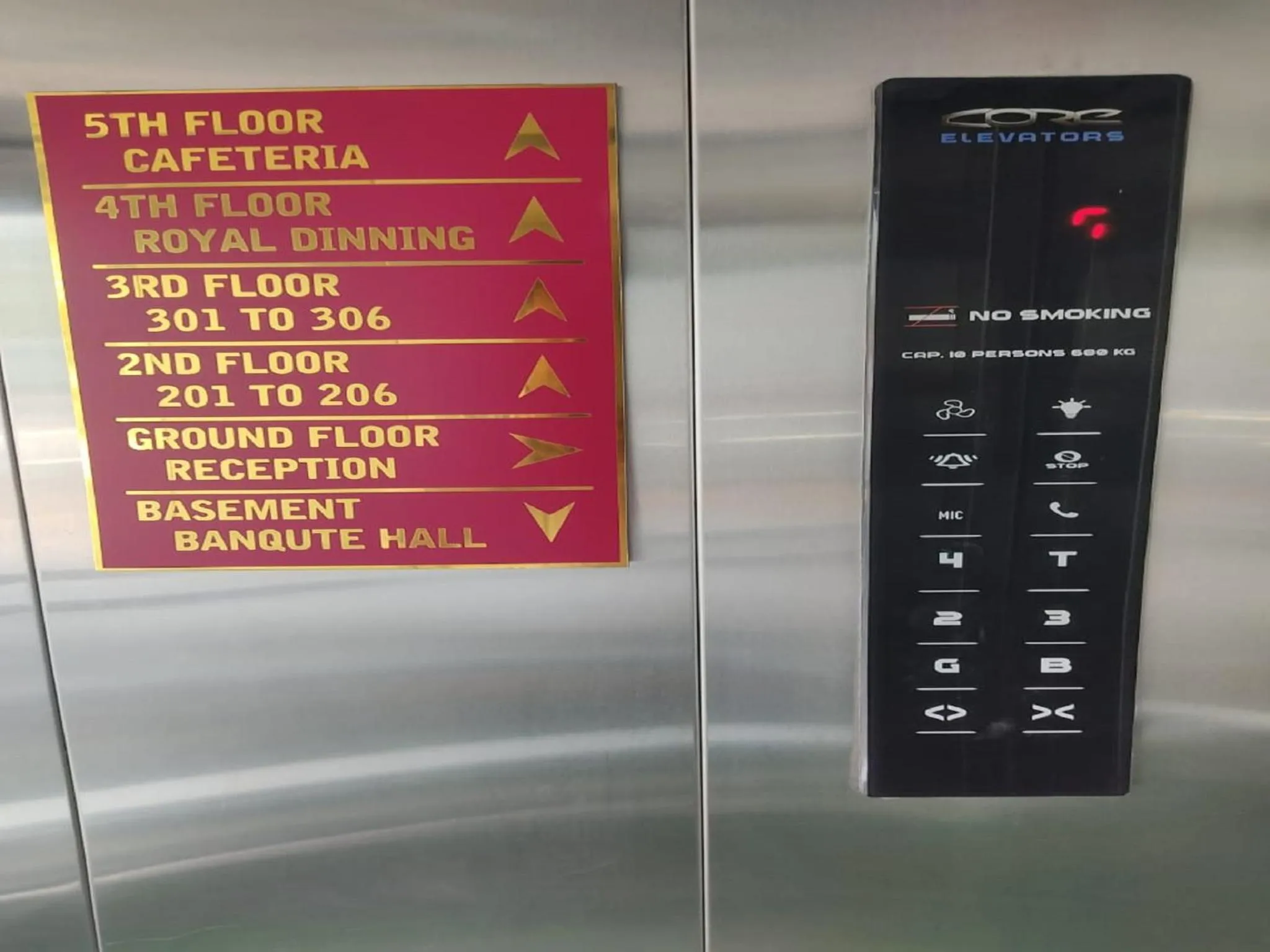 elevator in Hotel Rose Gold