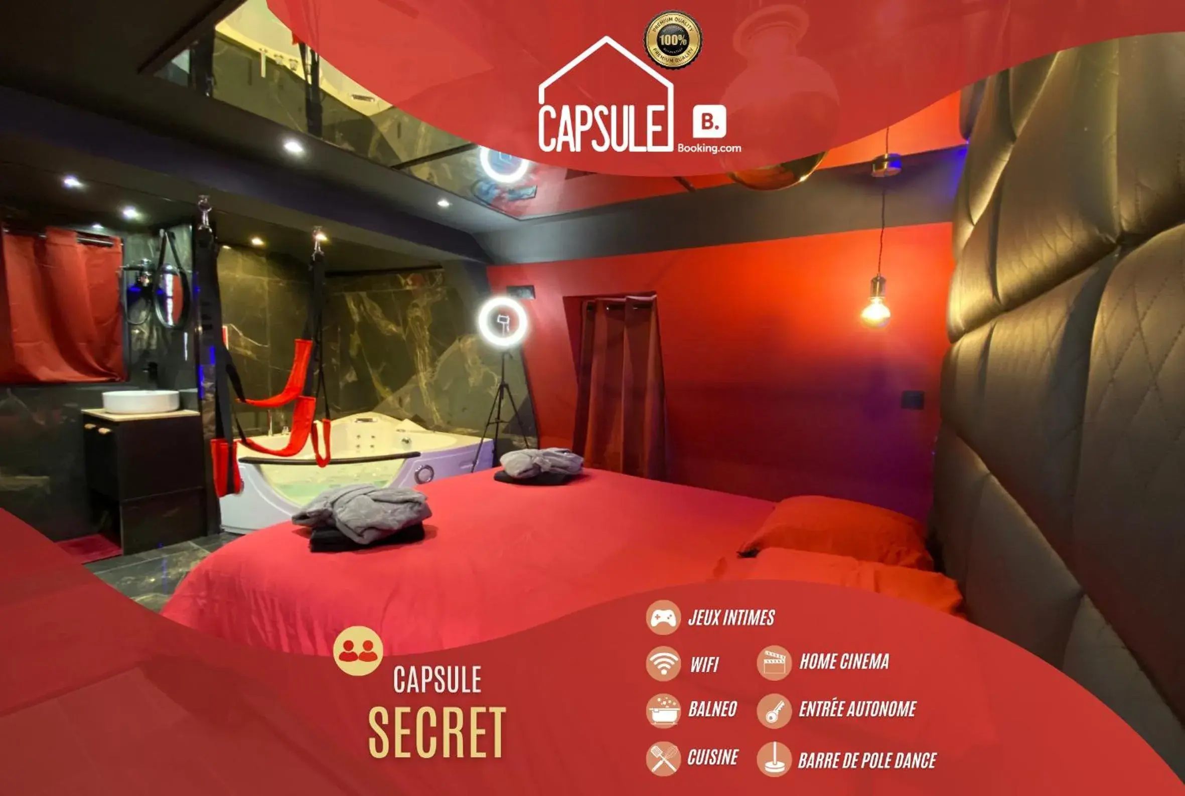 One-Bedroom House in Capsule Secret - Jacuzzi - Netflix & Home cinéma - Jeux de couple - Barre de pole dance One-Bedroom House in Capsule Secret - Jacuzzi - Netflix & Home cinéma - Jeux de couple - Barre de pole dance