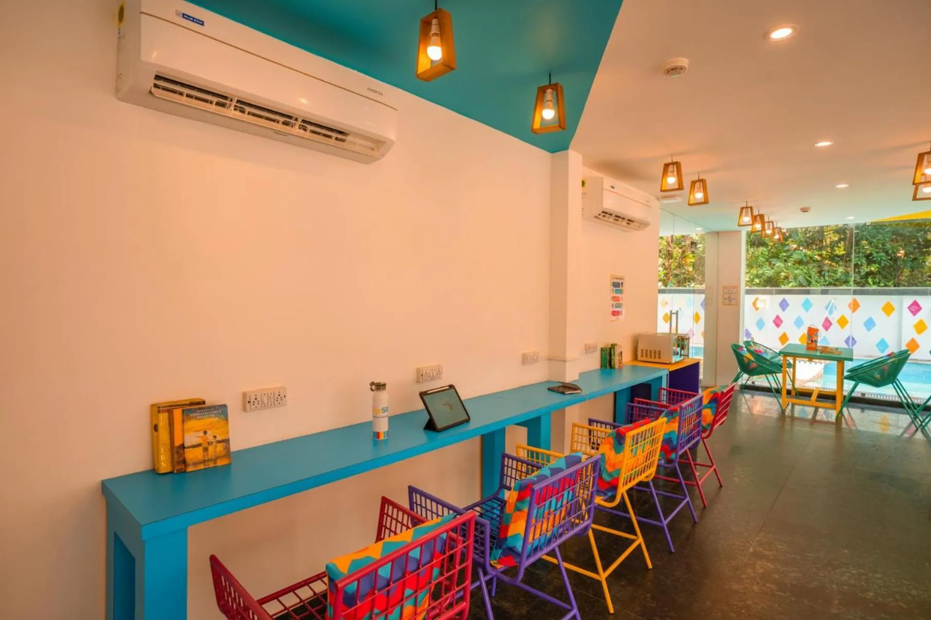 Seating area in goSTOPS Goa, Baga