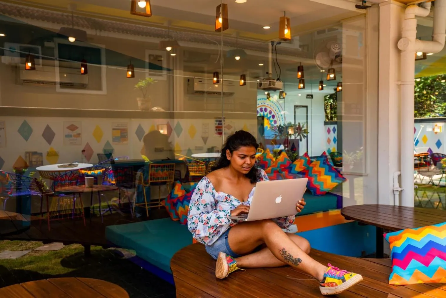 Seating area in goSTOPS Goa, Baga
