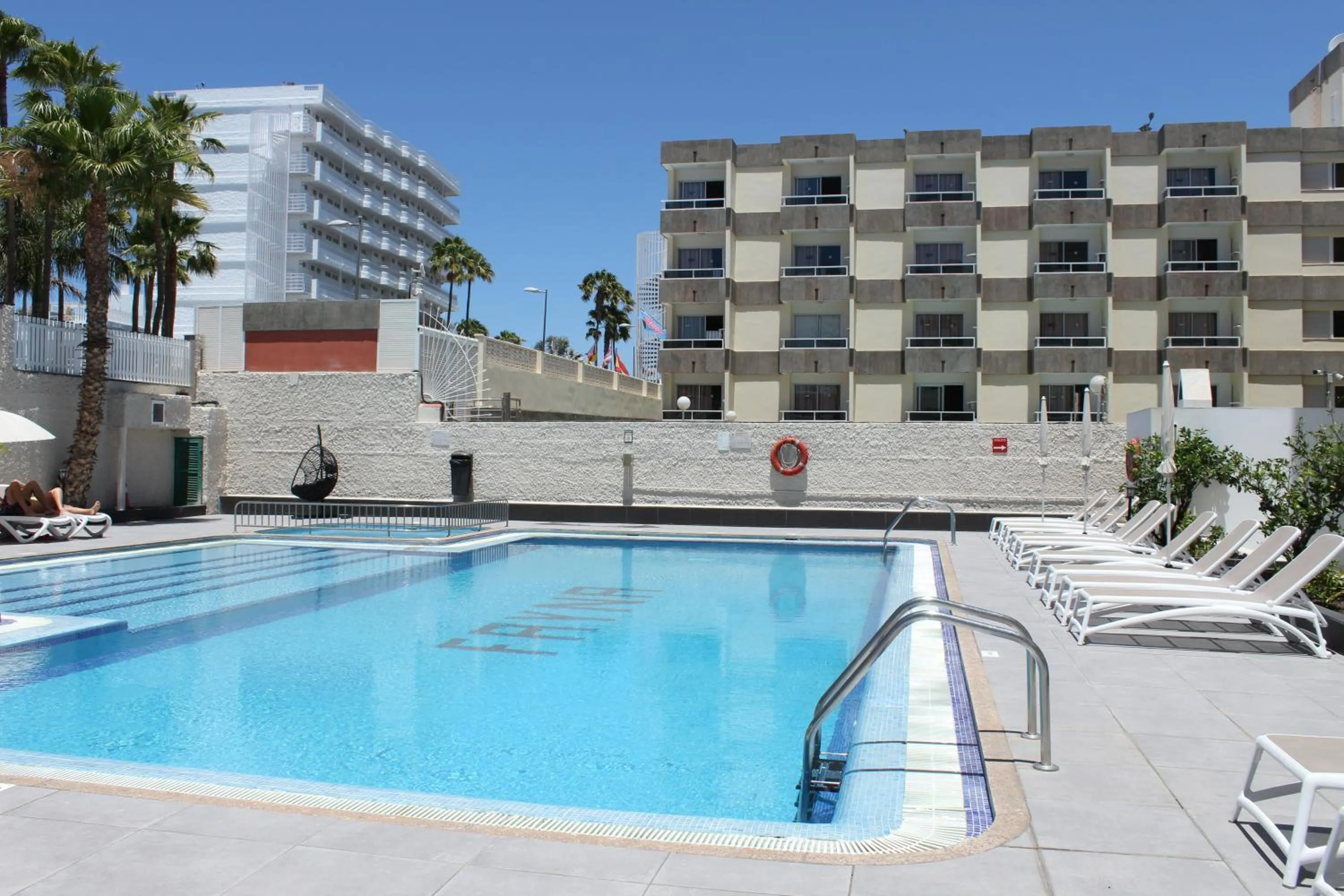 Pool view in Apartamentos Fayna