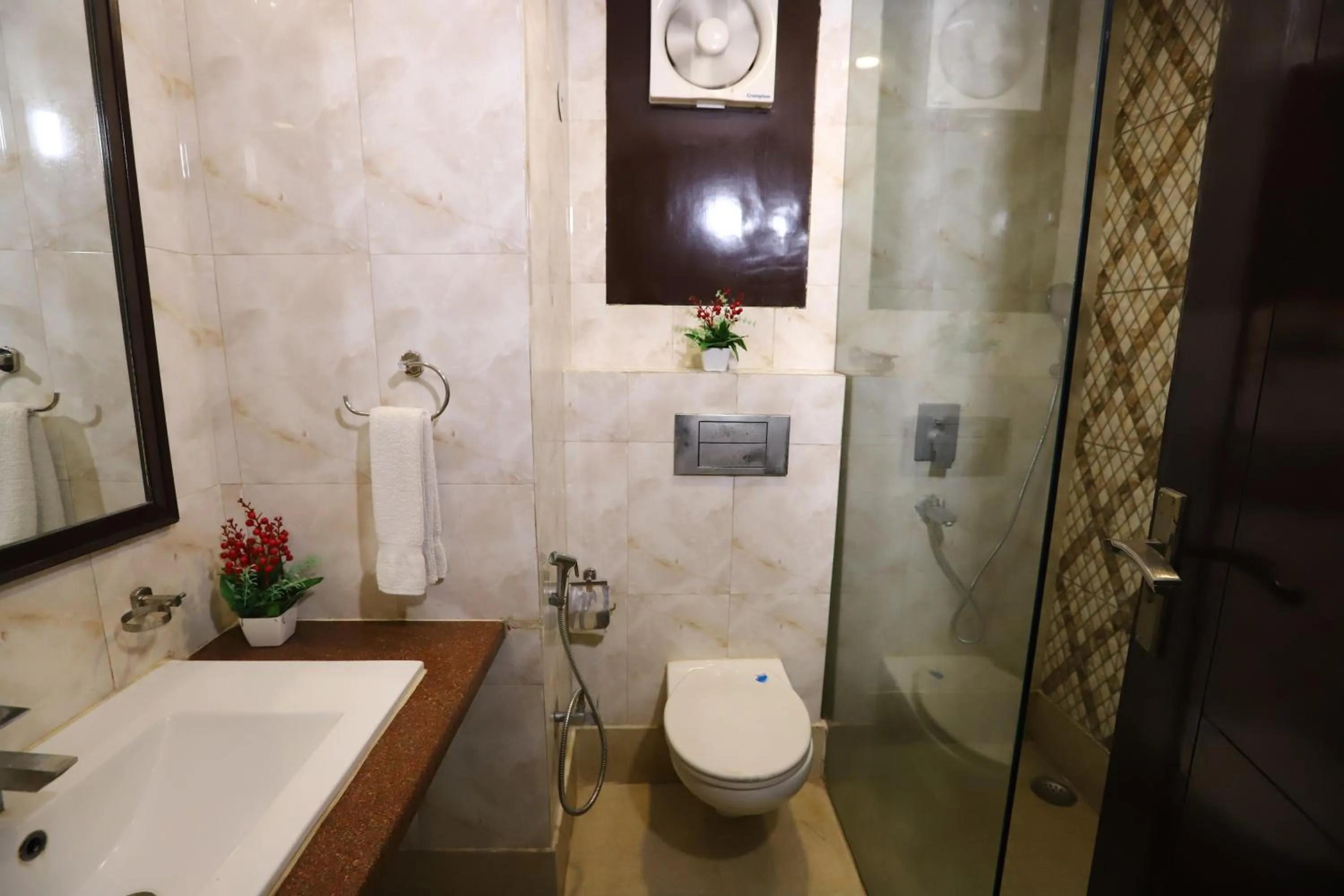Bathroom in Hotel Palm Grand Naraina New Delhi - Couple Friendly Local IDs Accepted