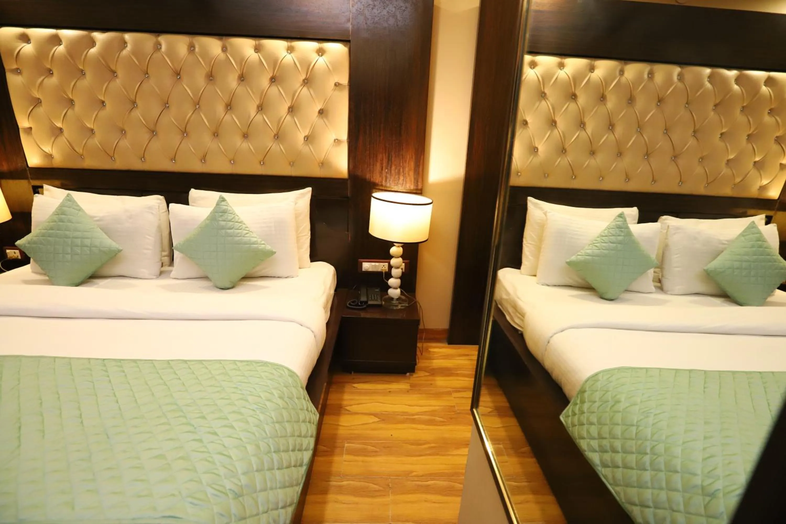 Photo of the whole room, Bed in Hotel Palm Grand Naraina New Delhi - Couple Friendly Local IDs Accepted