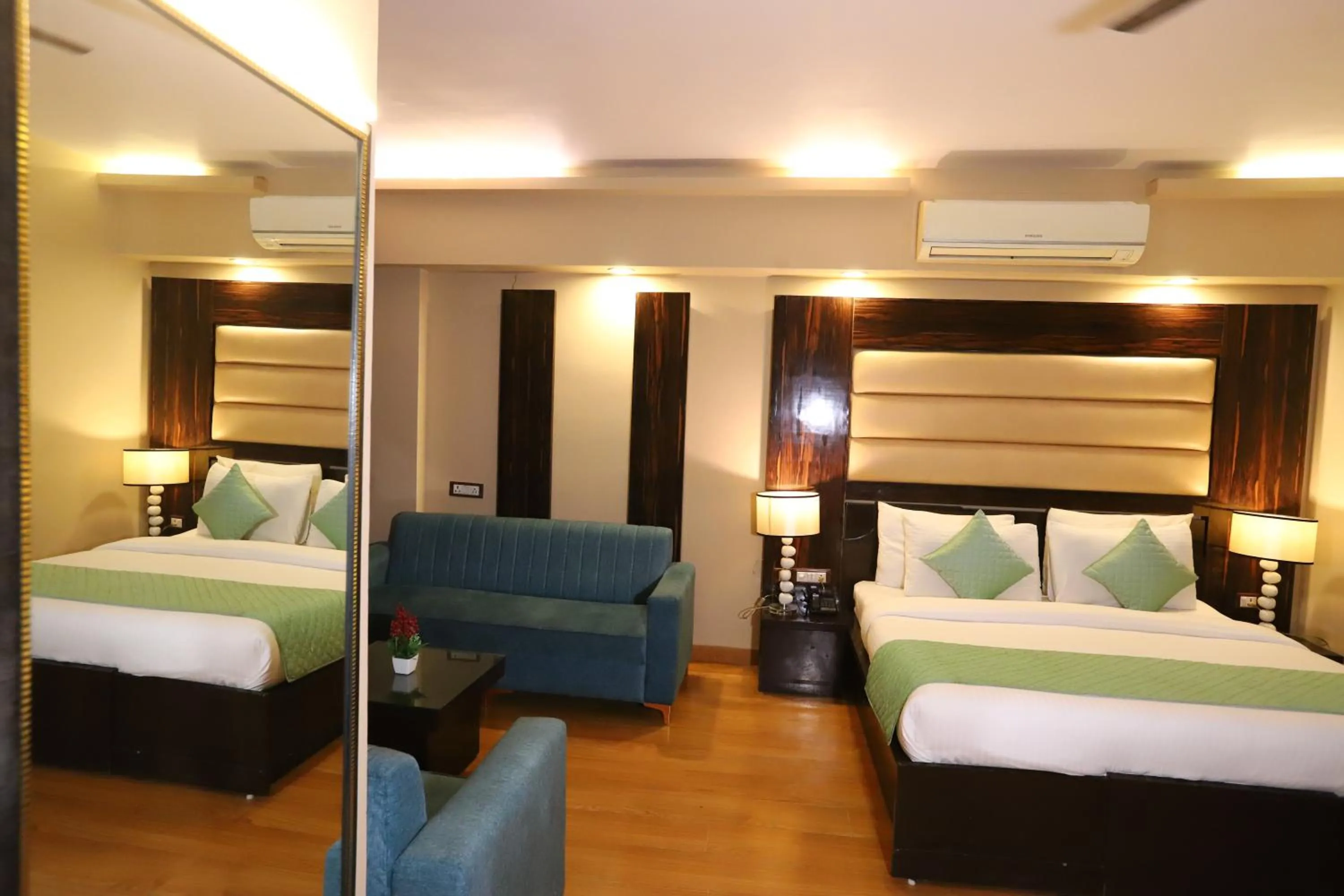 Photo of the whole room, Bed in Hotel Palm Grand Naraina New Delhi - Couple Friendly Local IDs Accepted