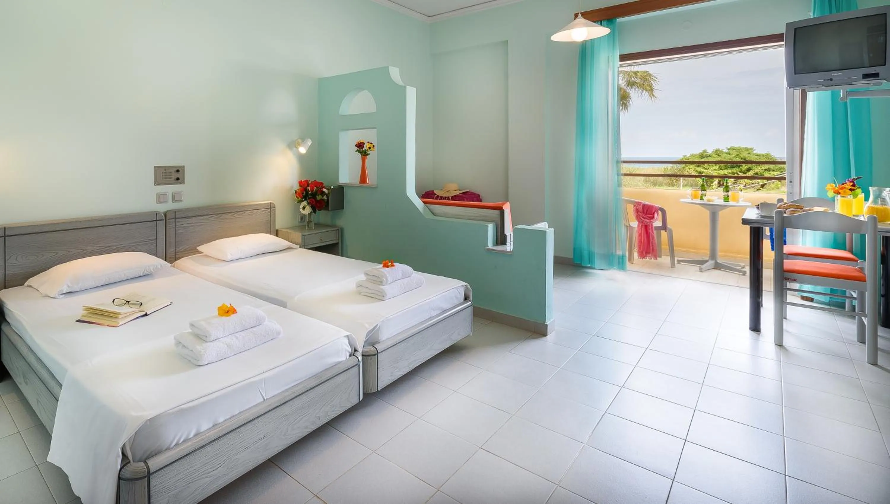 Bed in Louladakis Apartments