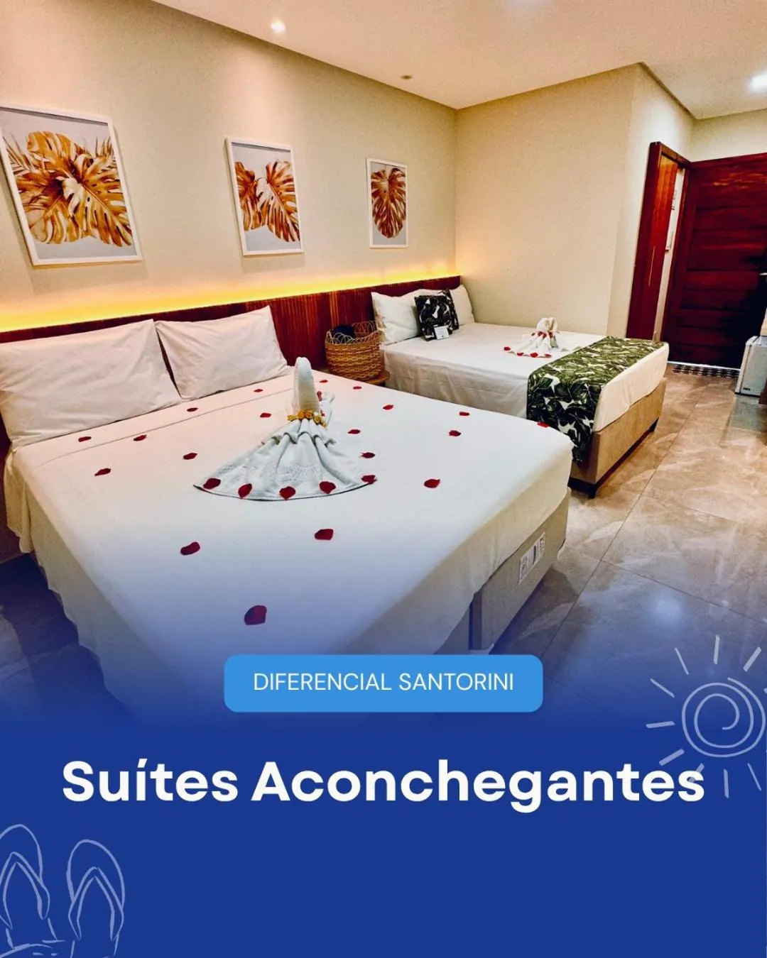 Bed in Santorini Beach Hotel