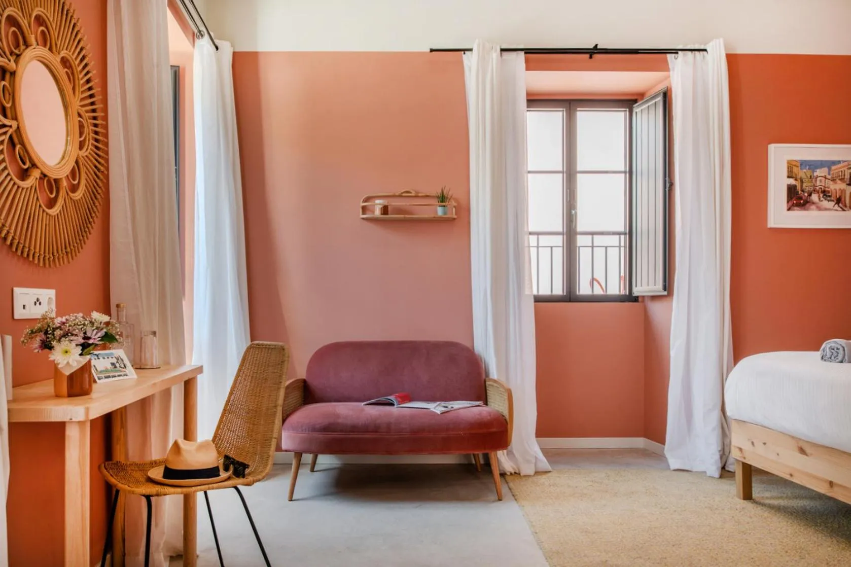 Seating area, Bed in Casa Rosa Villa with Pool in Olhao Centre