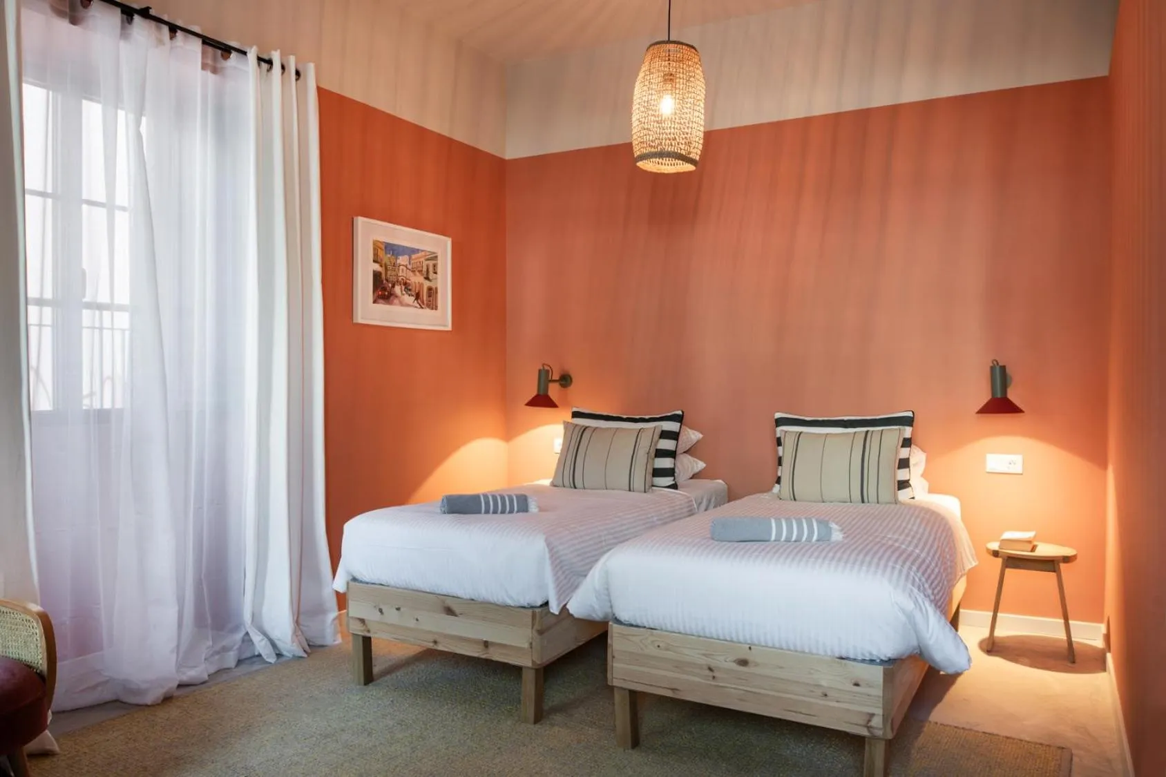 Bed in Casa Rosa Villa with Pool in Olhao Centre