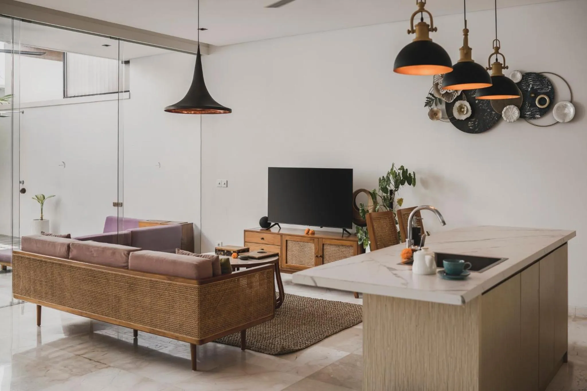 Living room in Eight Palms Villa Seminyak by Ini Vie Hospitality