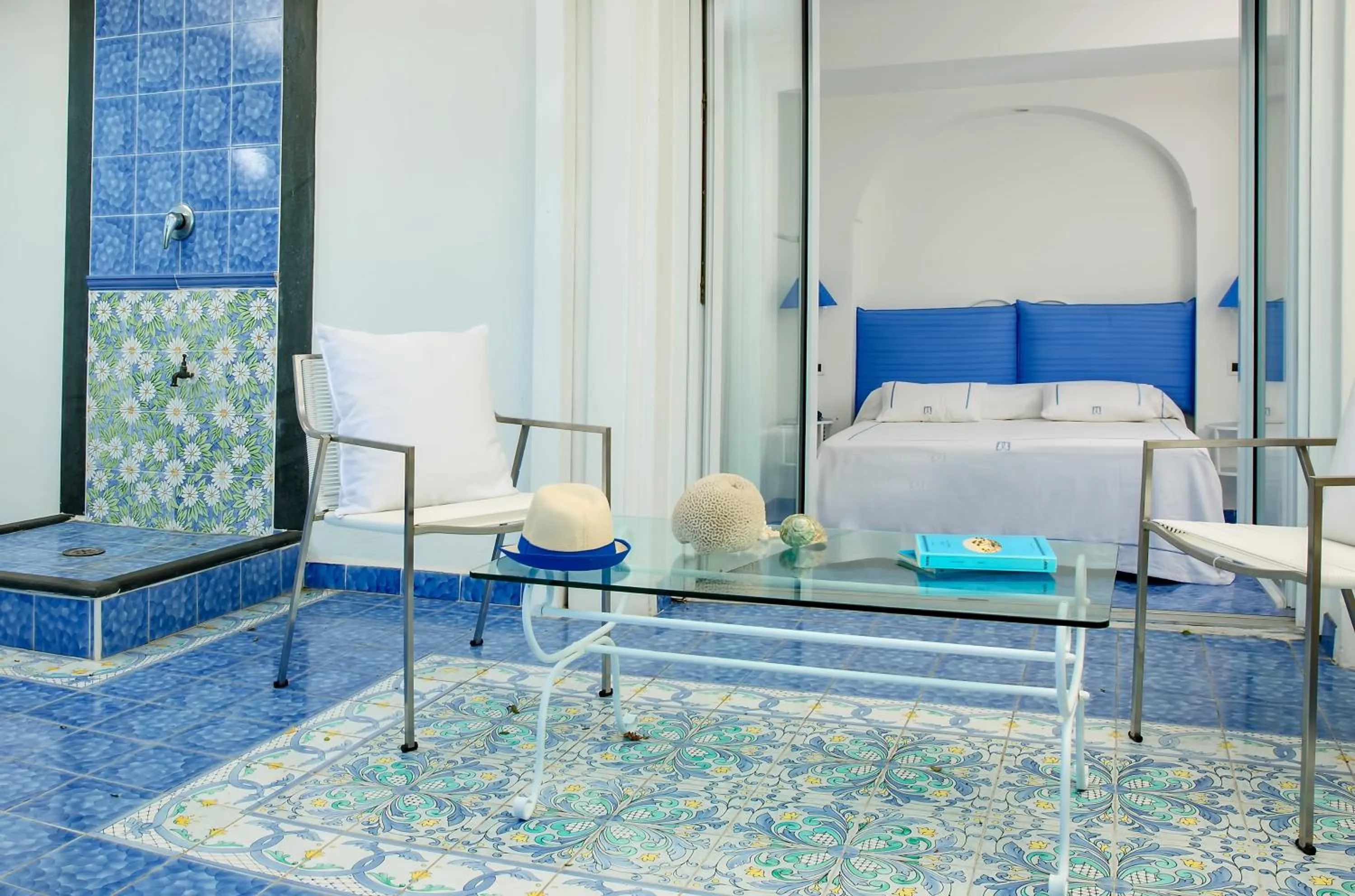 Patio, Bed in Relais Maresca Luxury Small Hotel & Terrace Restaurant