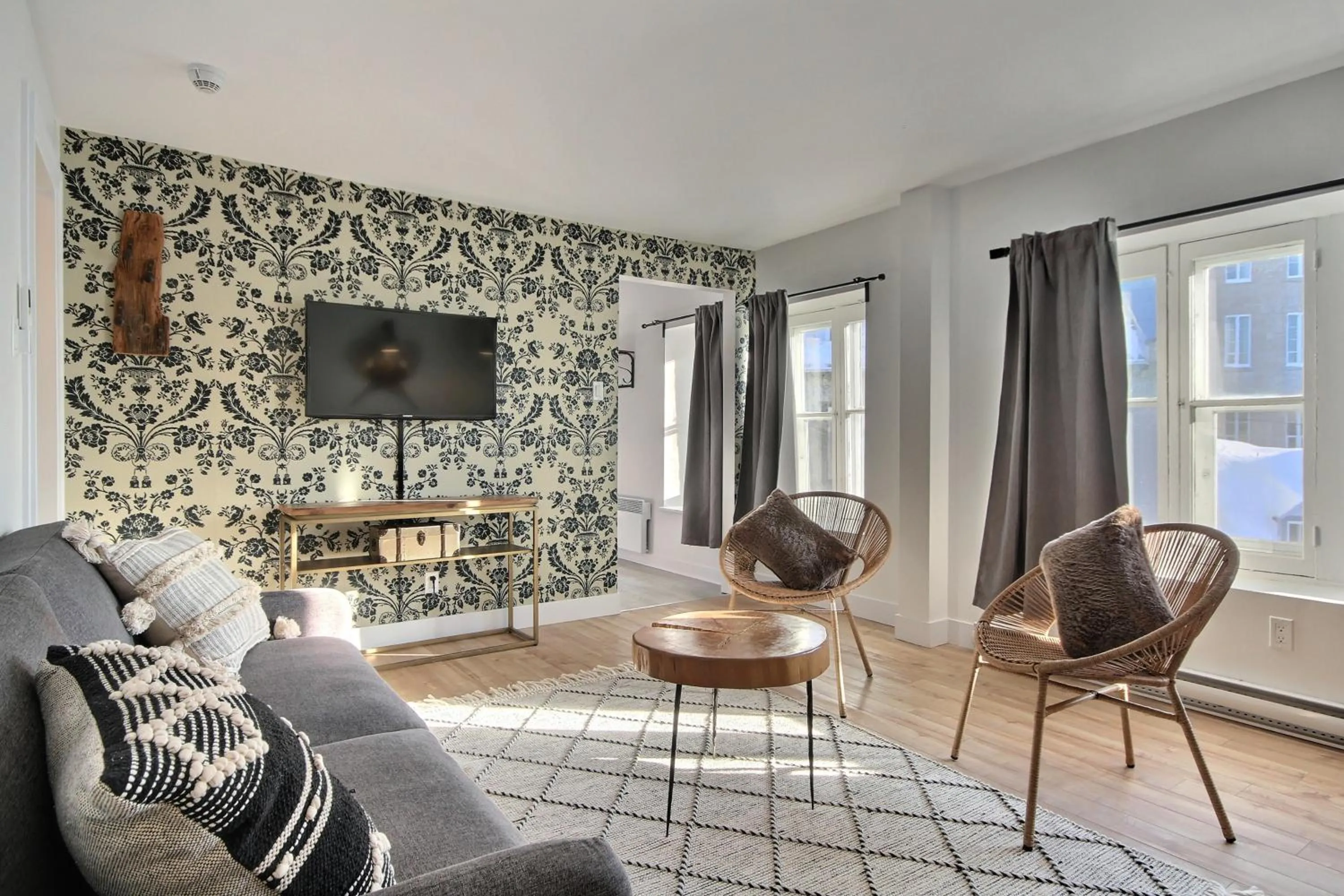 Living room in North House - Unique and Sunny Top Floor Old Quebec Gem