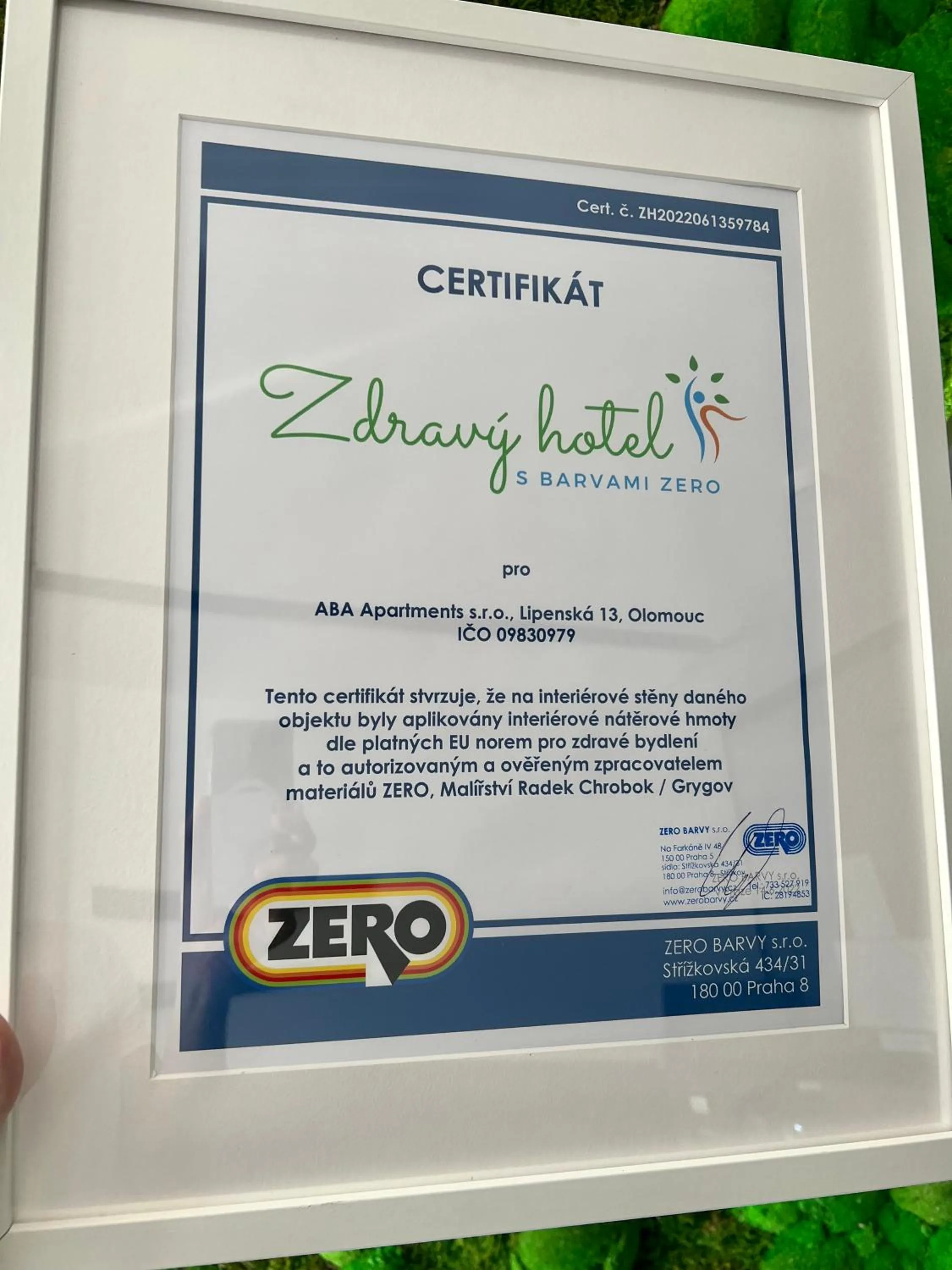 Logo/Certificate/Sign in ABA Apartments