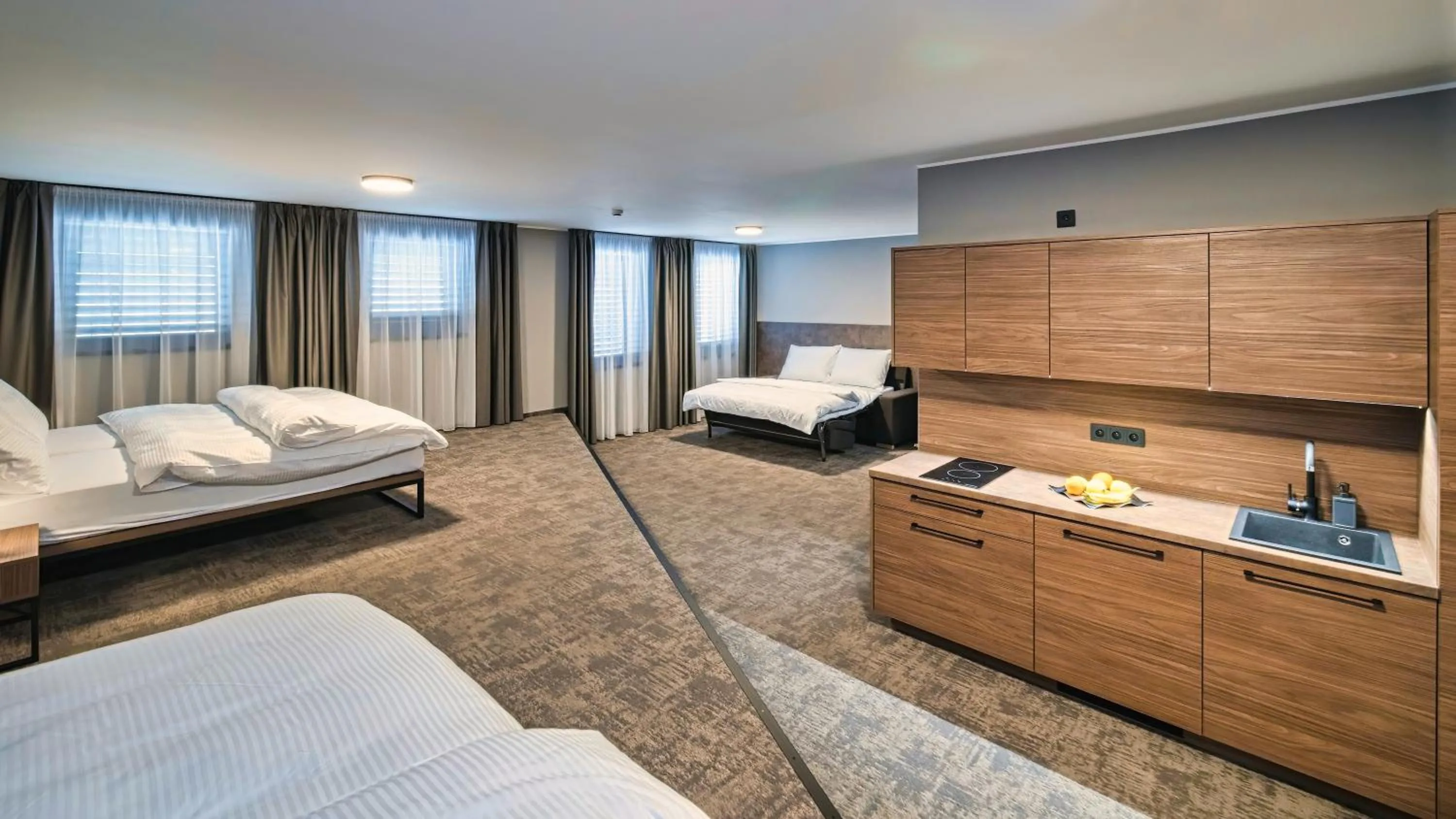 Living room, Bed in ABA Apartments