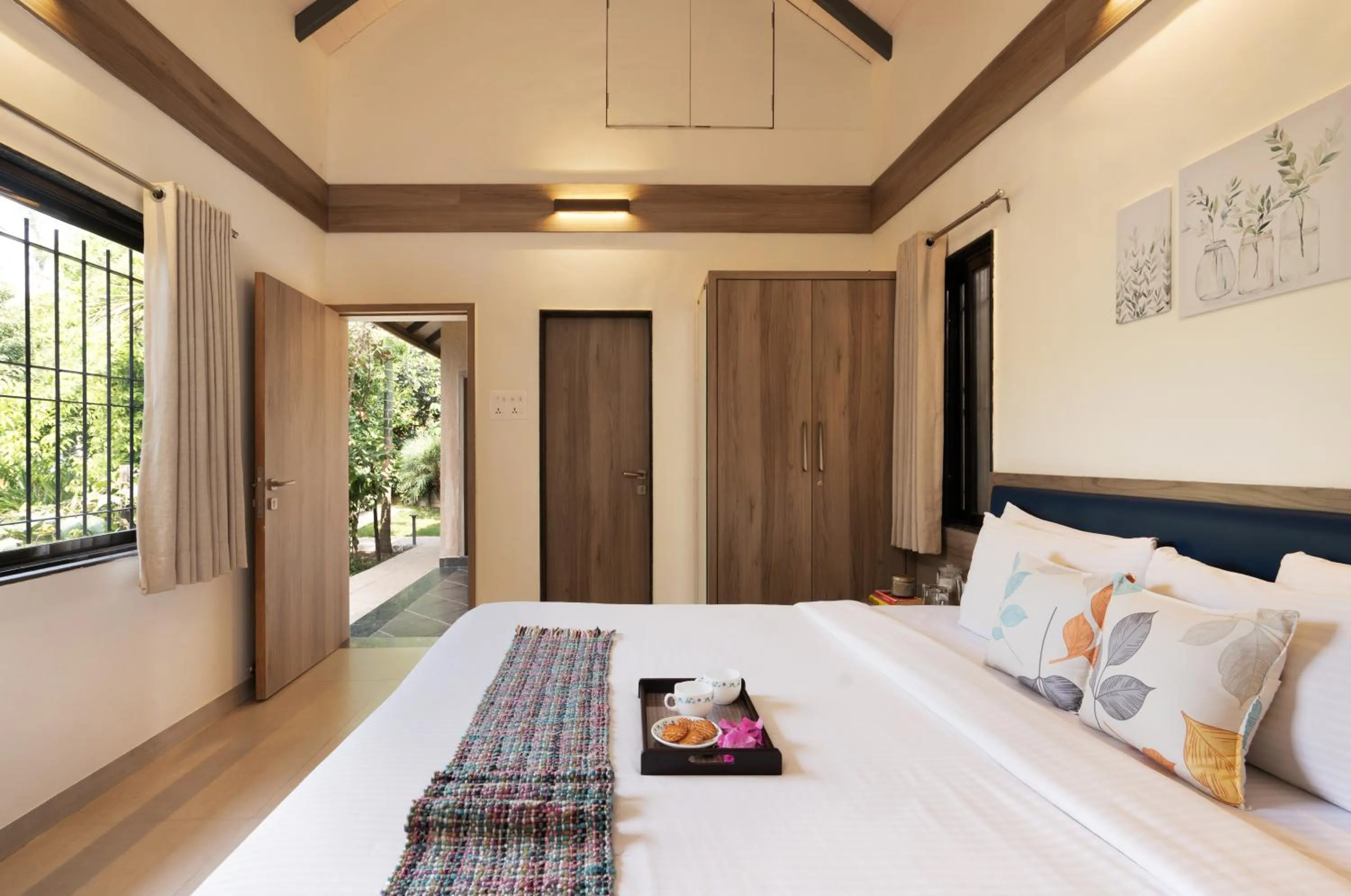 Bed in SaffronStays Eden - 3BR vineyard-side pool villa with jacuzzi, farm dining, stargazing deck & lawns for celebrations