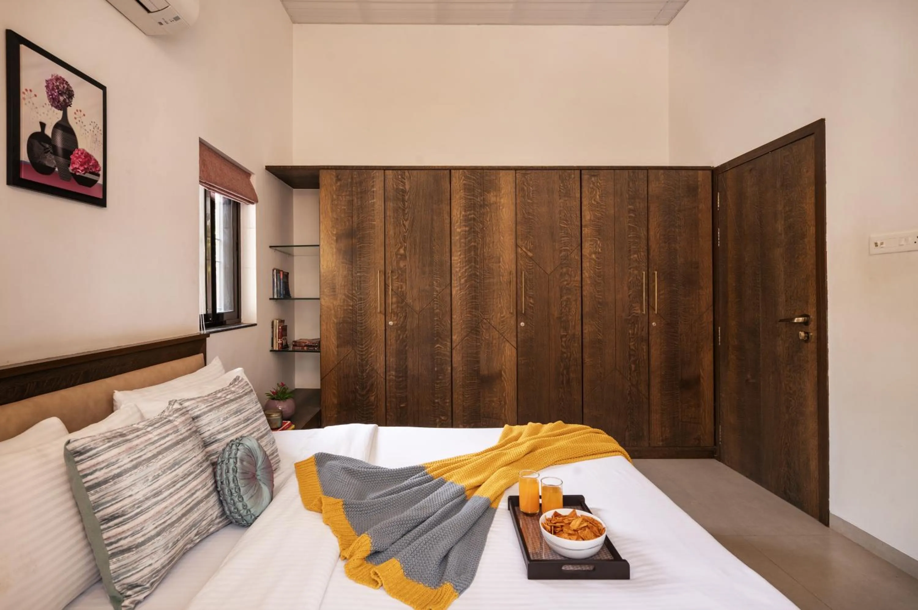 Bed in SaffronStays Eden - 3BR vineyard-side pool villa with jacuzzi, farm dining, stargazing deck & lawns for celebrations