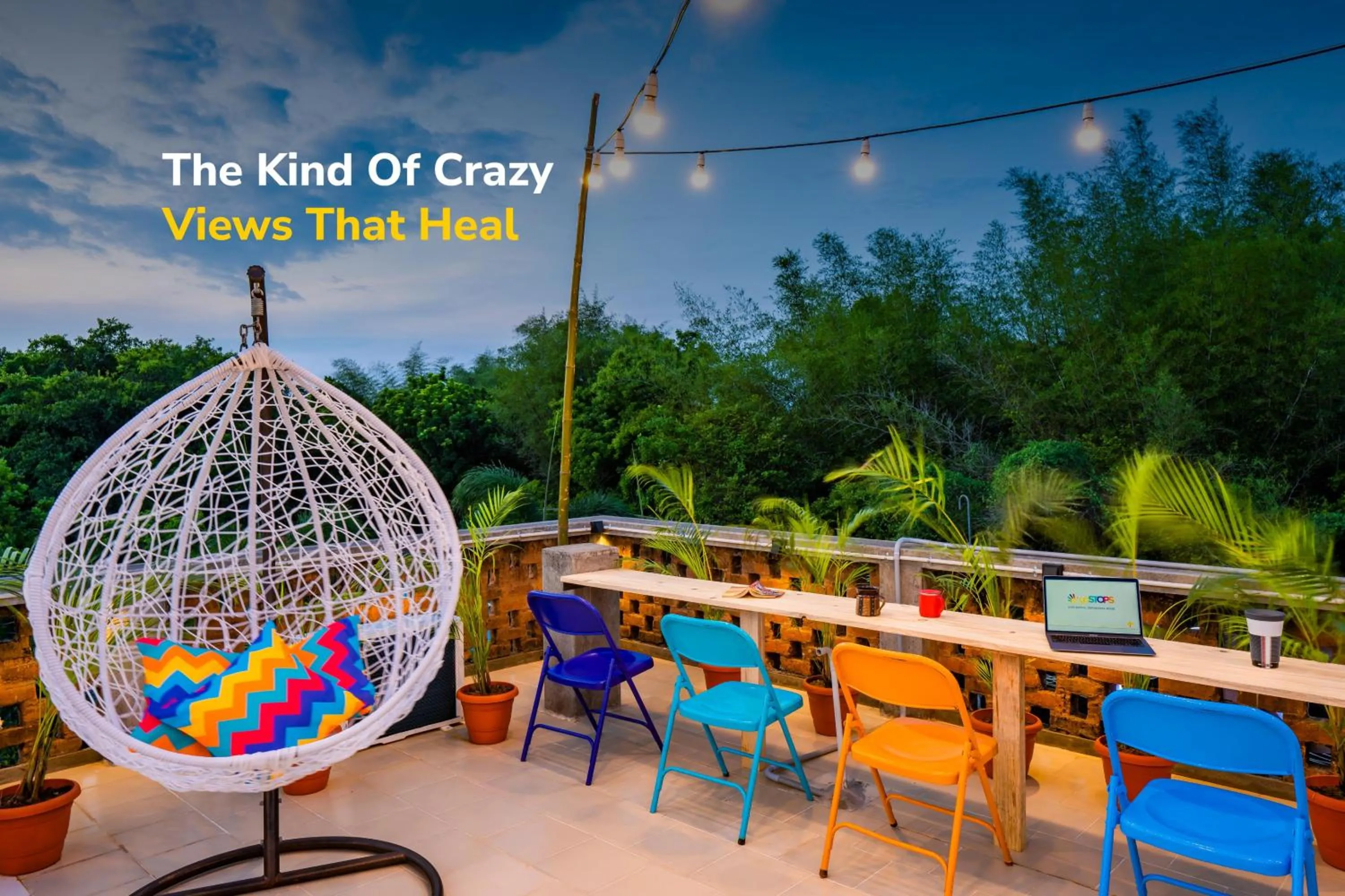 Seating area in goSTOPS Pondicherry Near Auroville