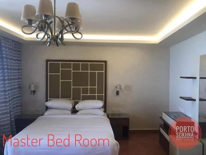 Bed in Amazing sea view Penthouse Apartment in Pyramids Porto El-Sokhna