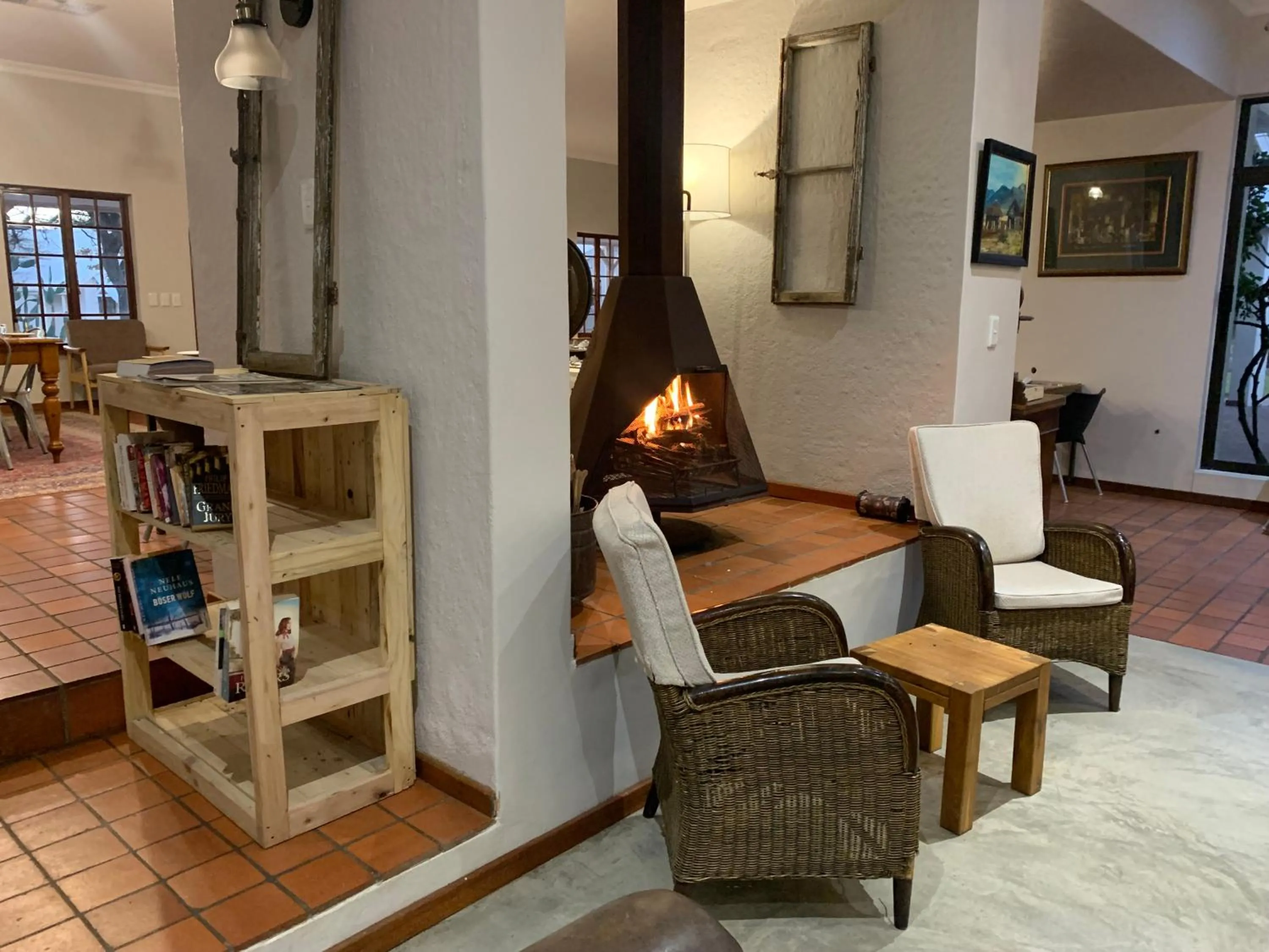 fireplace in Otjibamba Lodge