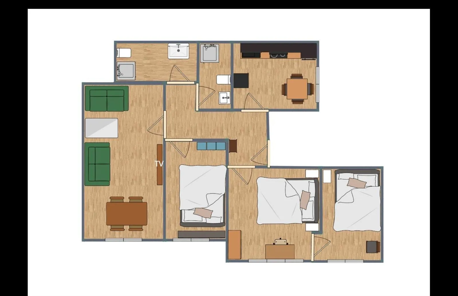 Floor plan in Soho Boho Apartments - with sunny rooftop terrace and fiber optic internet